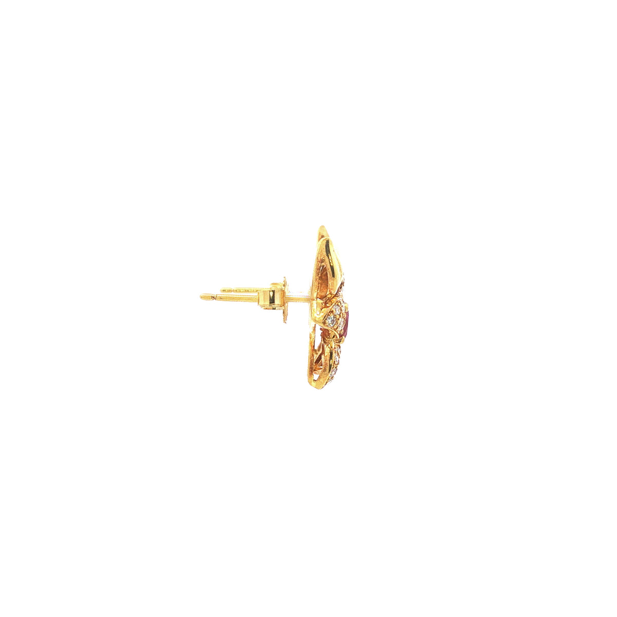 14kt Yellow Gold 1.10 ctw Ruby & 0.90 ctw Diamond Flower Earrings