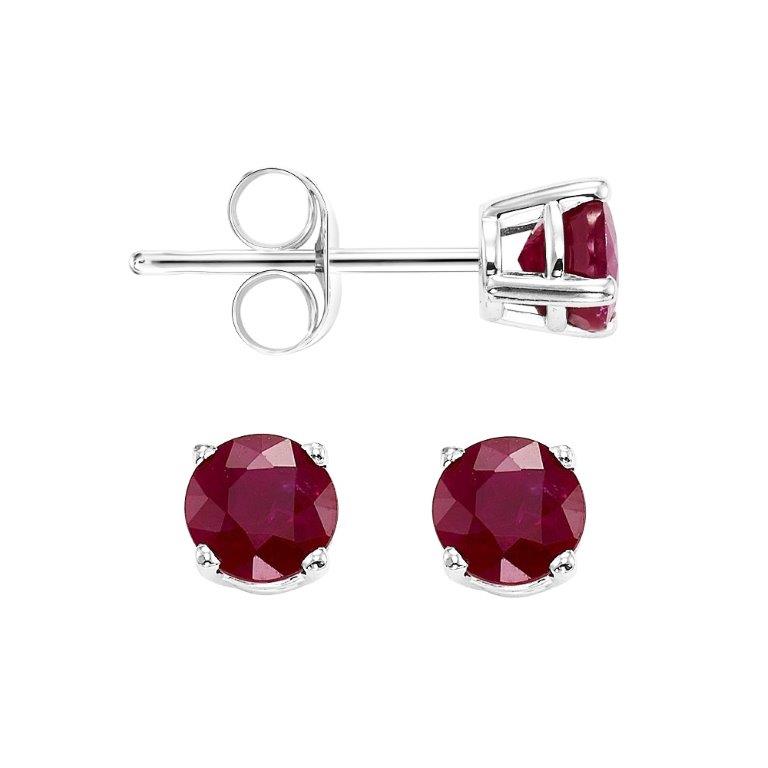 14KT WHITE GOLD 0.66CT ROUND RUBY EARRINGS