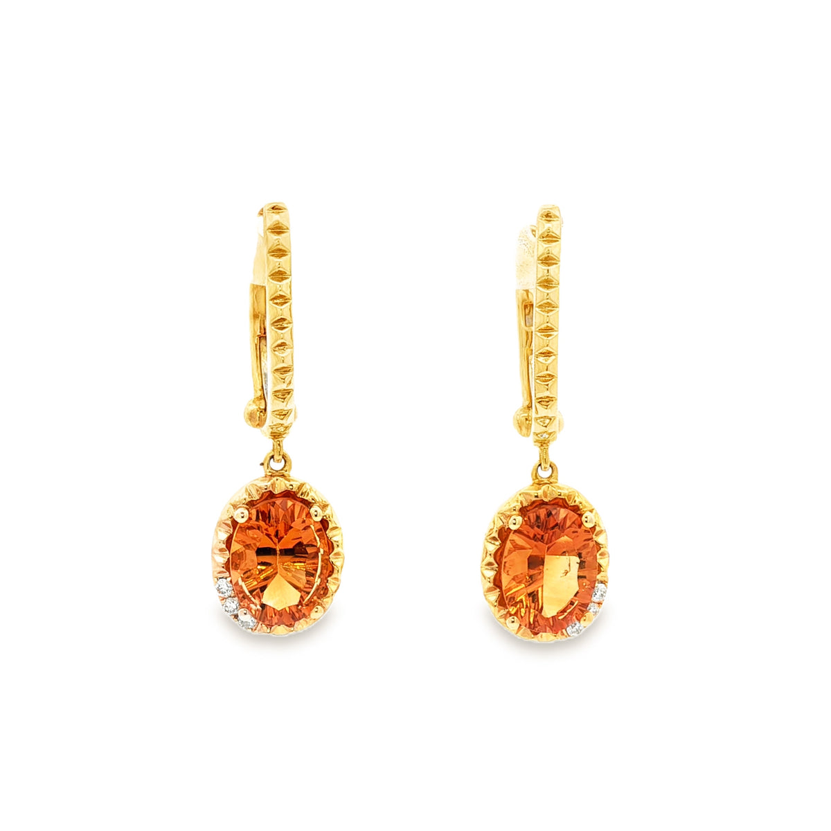 Emilique 14kt Yellow Gold & 2.18 ctw Oval Citrine with Diamond Accent Earrings