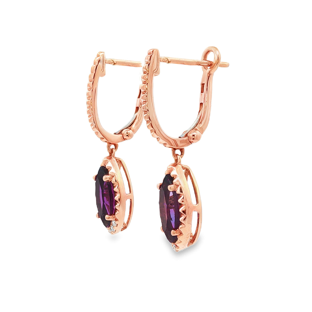 14kt Yellow Gold 1.92 ctw Marquise Amethyst with Diamond Accent Earrings