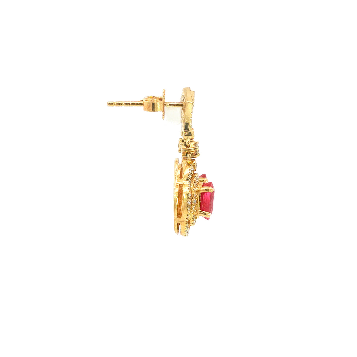 14kt Yellow Gold 1.43 ctw Ruby & 0.47 ctw Diamond Clover Halo Earrings