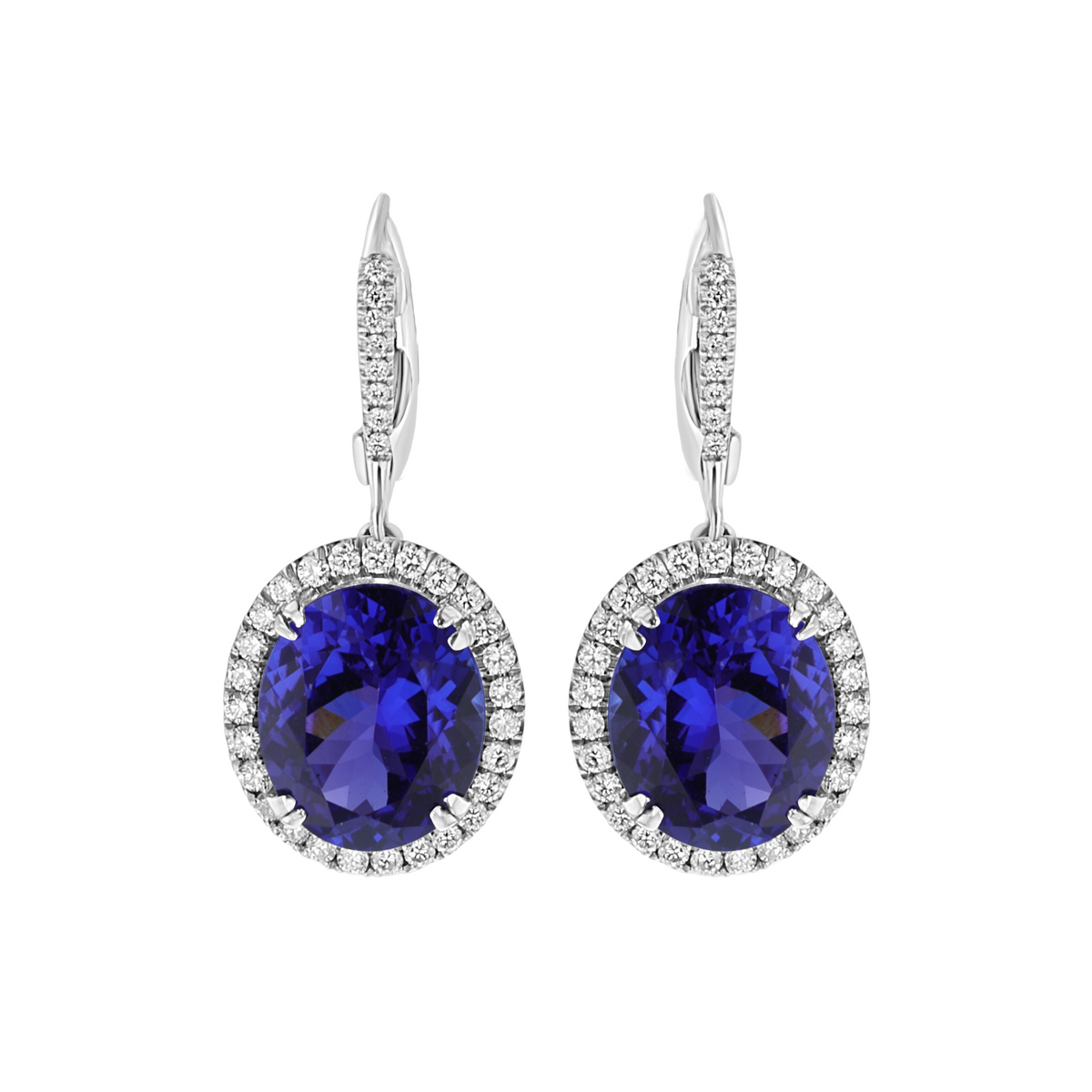 Juleve 14kt White Gold13.61 ctw Tanzanite & 1.46 ctw Diamond Dangle Earrings