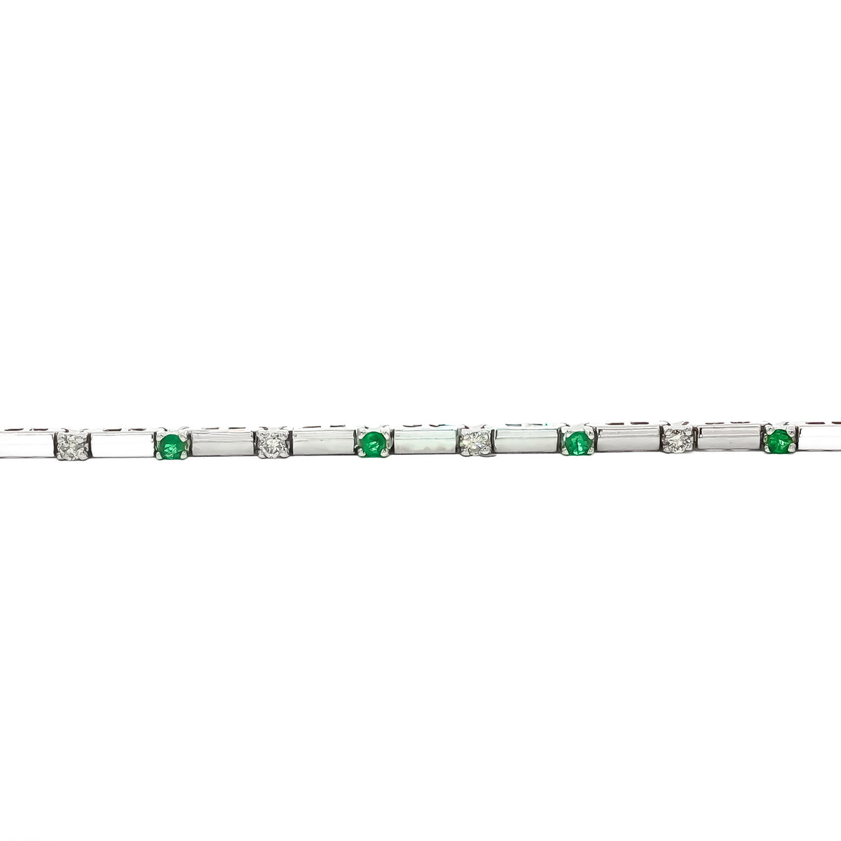 14kt White Gold 0.50ctw Round Emerald & 0.45ctw Round Diamond Bracelet