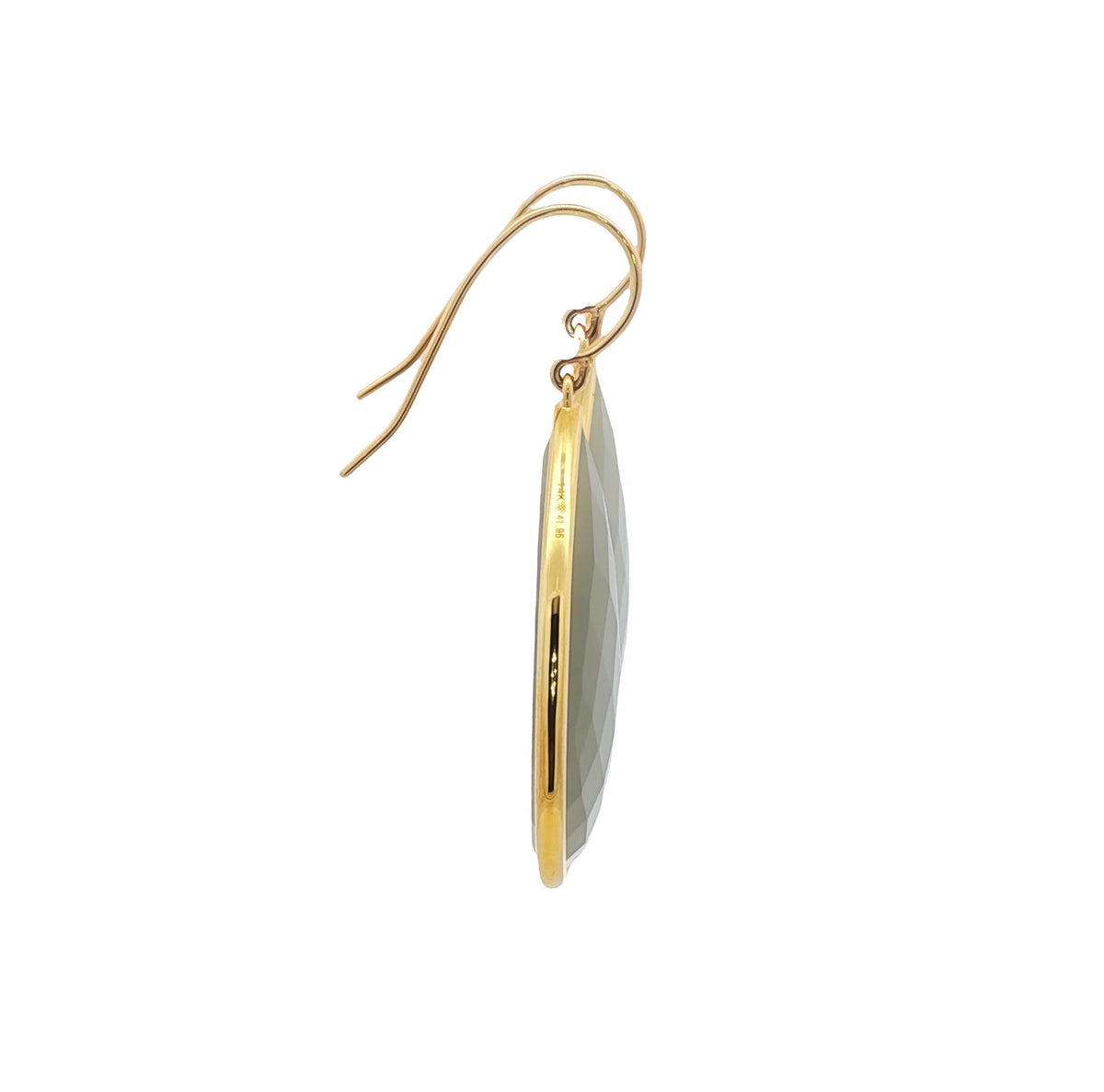 14kt Yellow Gold 41.96 ctw Pear Shape Gray Moonstone Fish Hook Drop Earrings
