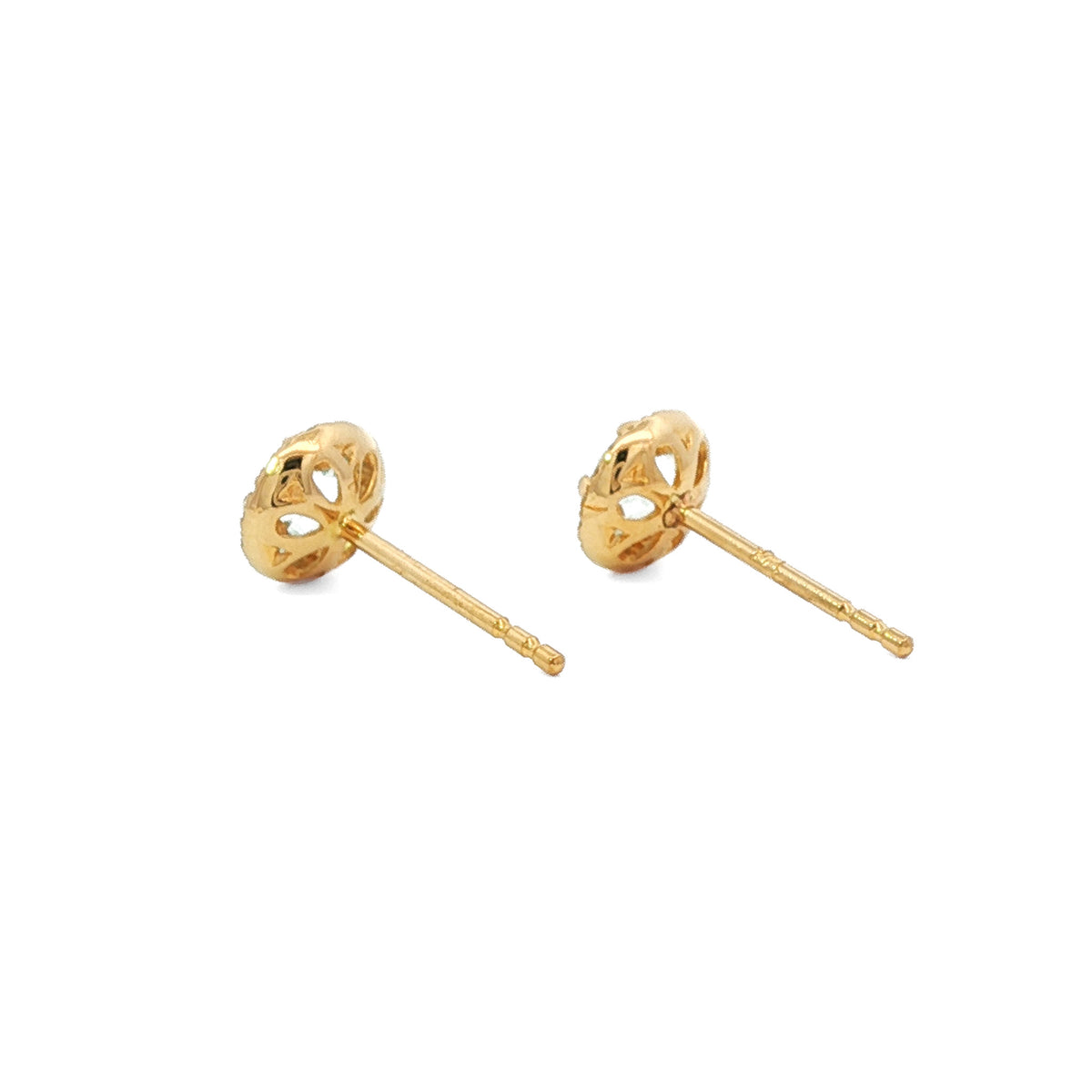 14kt Gold Aquamarine and Diamond Halo Stud Earrings Yellow,White