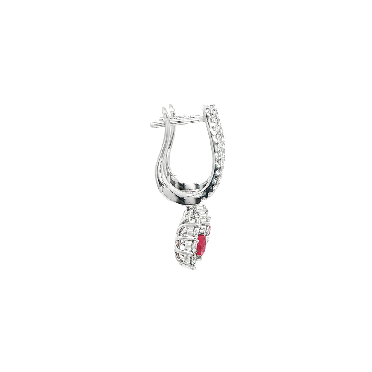 14kt White Gold 0.90 ctw Ruby & 0.72 ctw Diamond Earrings