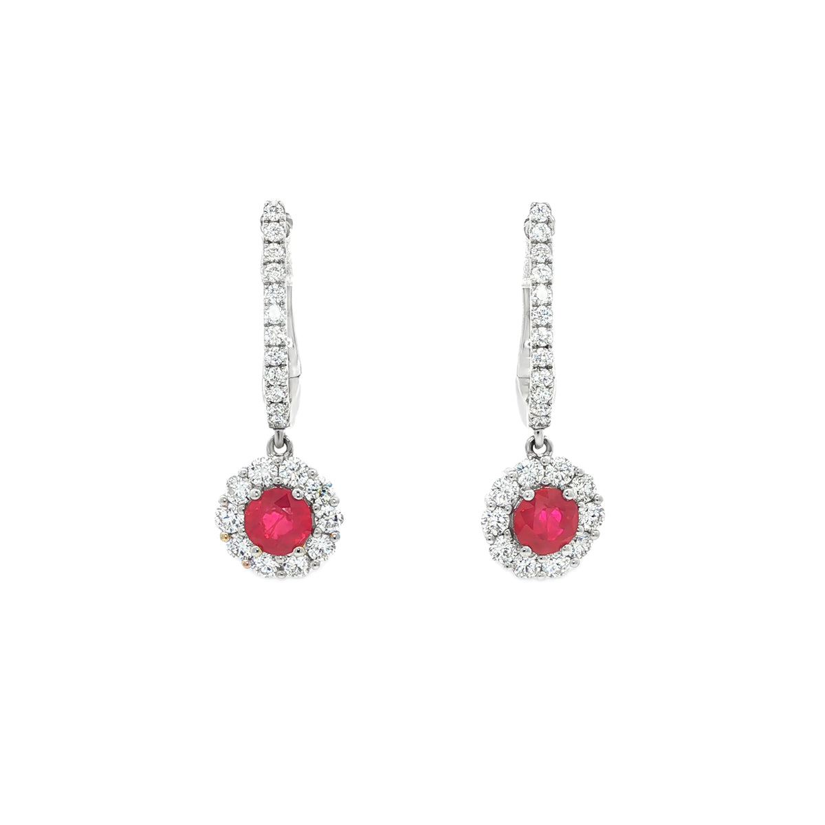 14kt White Gold 0.90 ctw Ruby & 0.72 ctw Diamond Earrings