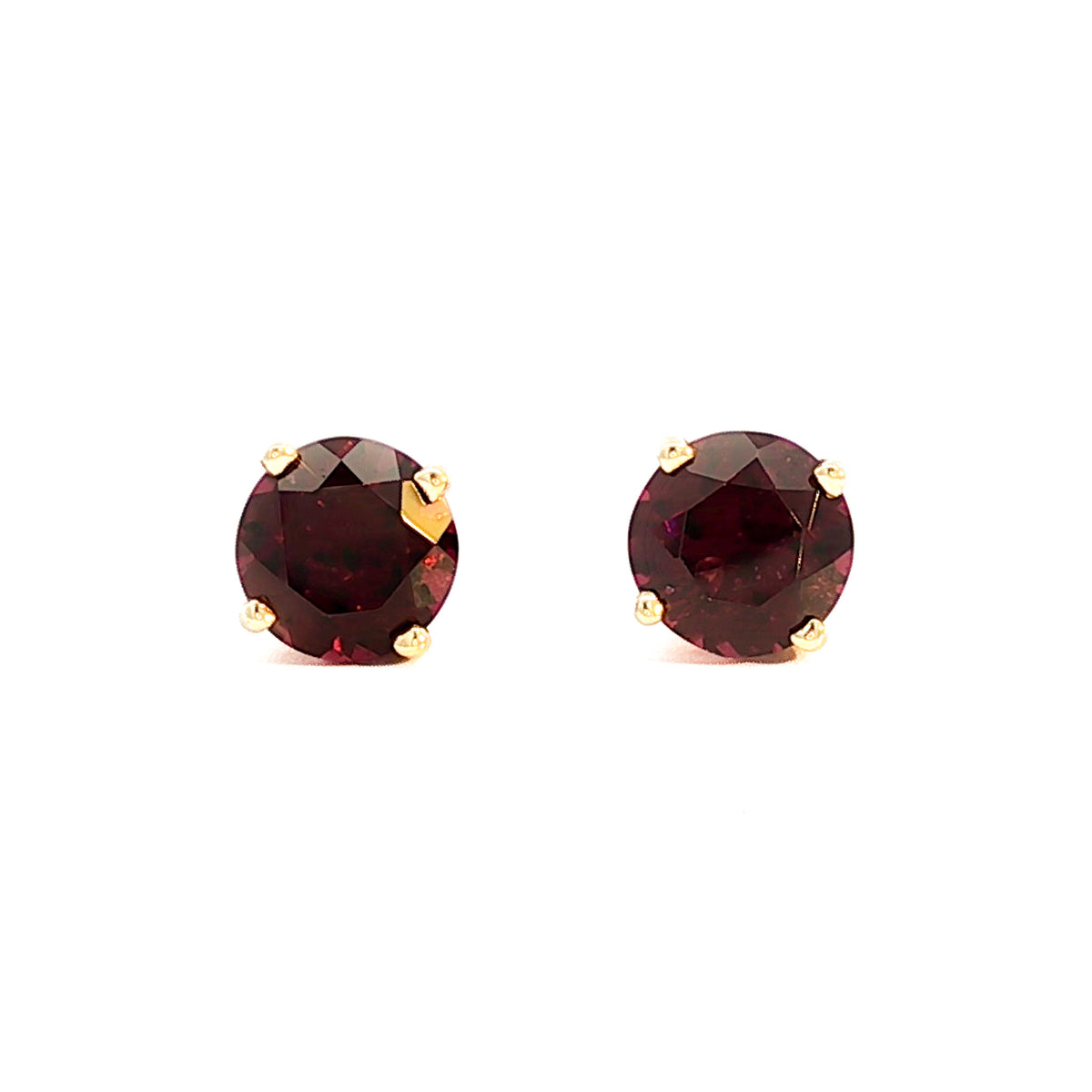 14kt Yellow Gold 6mm Round Brilliant Rhodolite Garnet Stud Earrings
