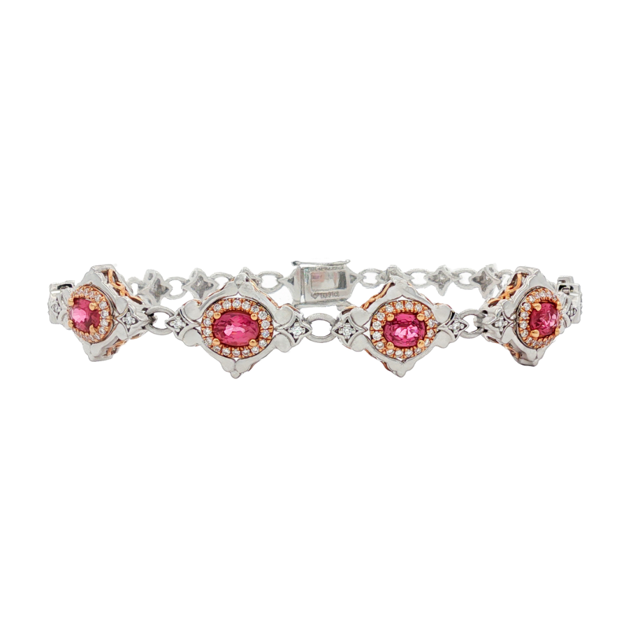 Juleve 18kt White & Rose Gold 2.22 ctw Sapphire & .91 ctw Diamond Oval Halo Bracelet