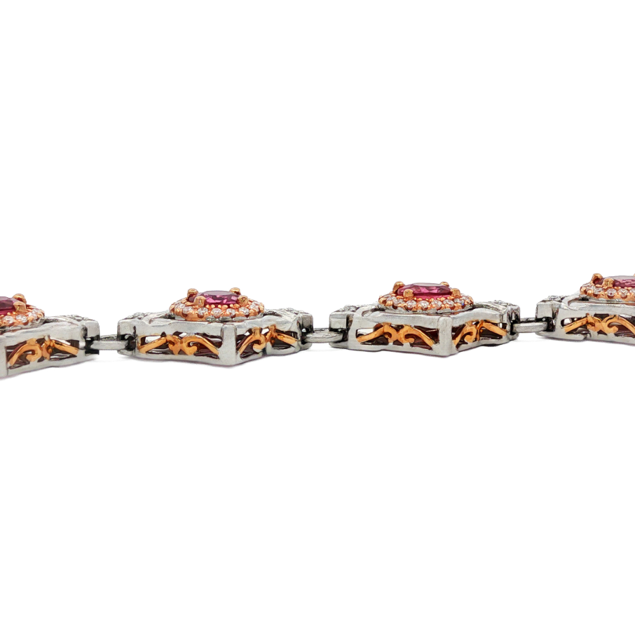 Juleve 18kt White & Rose Gold 2.22 ctw Sapphire & .91 ctw Diamond Oval Halo Bracelet