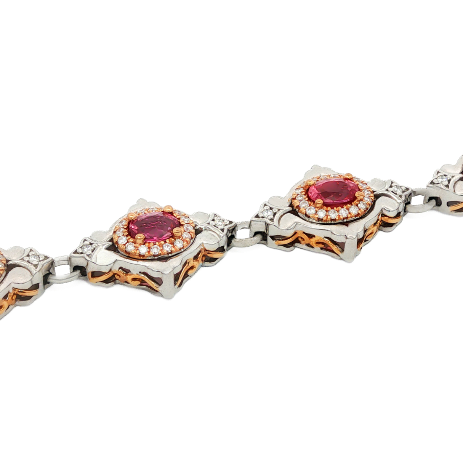 Juleve 18kt White & Rose Gold 2.22 ctw Sapphire & .91 ctw Diamond Oval Halo Bracelet
