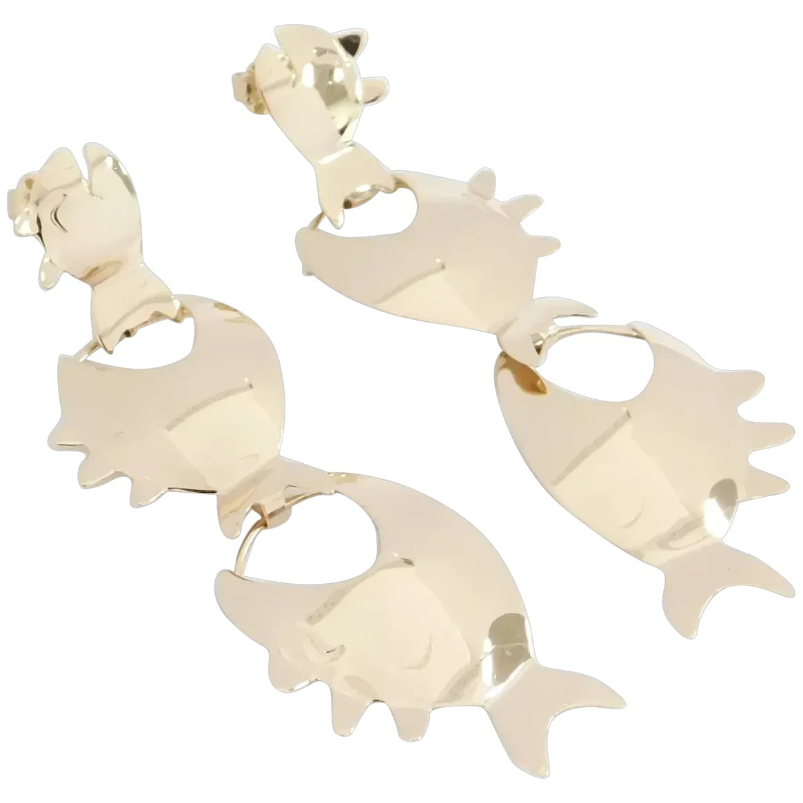 14kt Yellow Gold Small, Medium and Large Fish Dangle Earrings