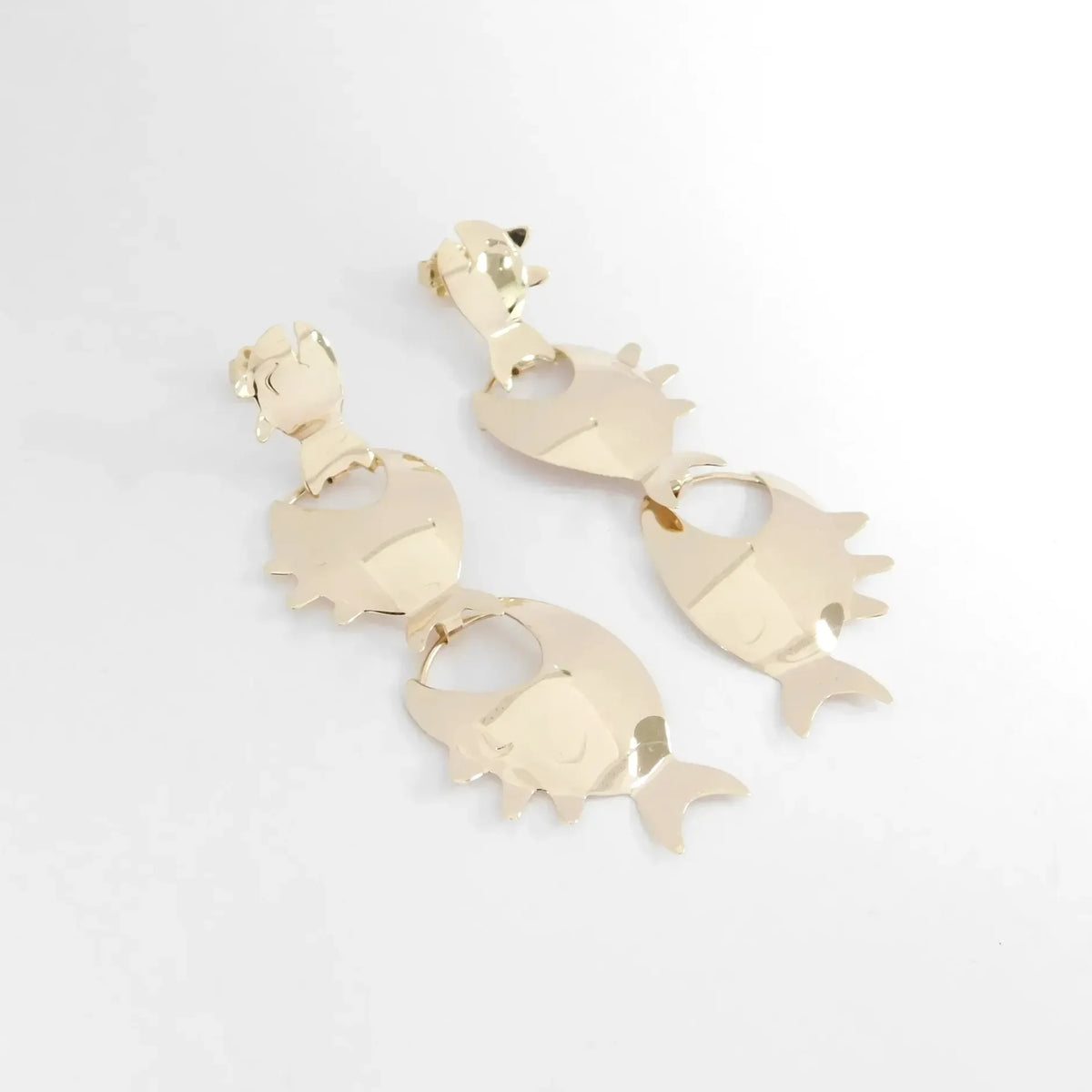 14kt Yellow Gold Small, Medium and Large Fish Dangle Earrings