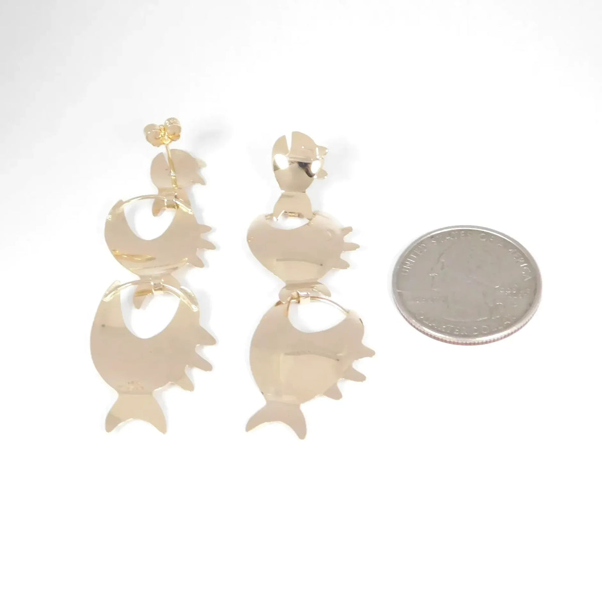 14kt Yellow Gold Small, Medium and Large Fish Dangle Earrings