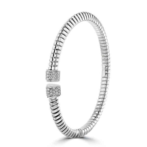 18kt White Gold 0.57 ct Diamond Cuff Bangle Bracelet