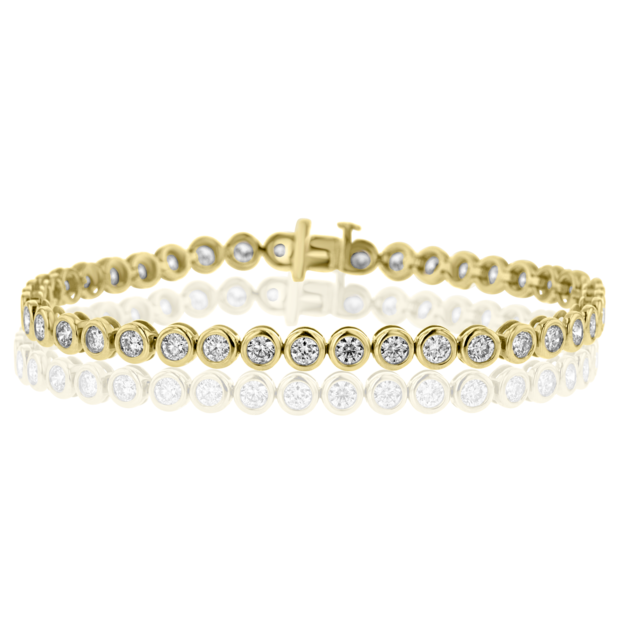 18K YELLOW GOLD 3.99CT DIAMOND BEZEL BRACELET 7"