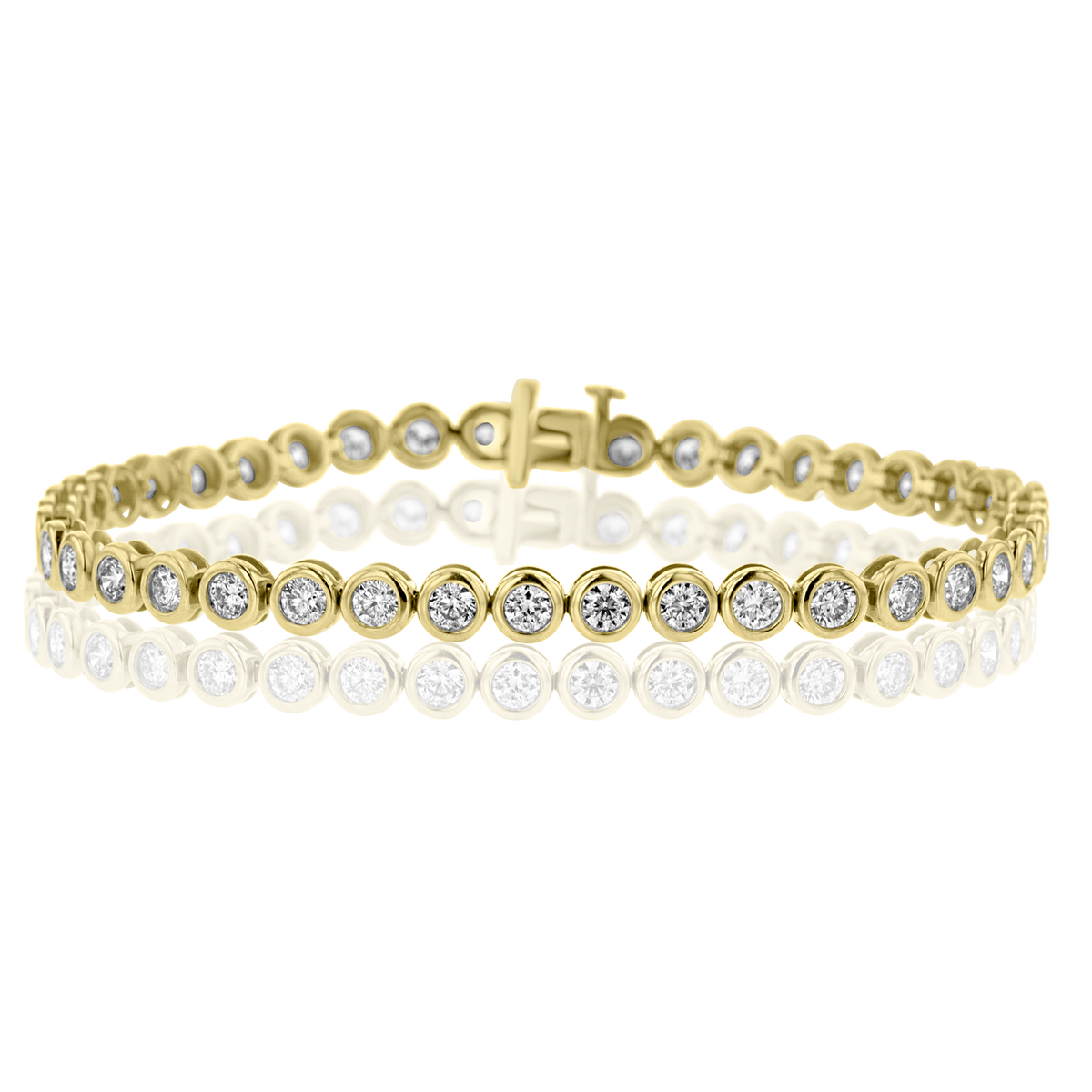 18K YELLOW GOLD 3.99CT DIAMOND BEZEL BRACELET 7"