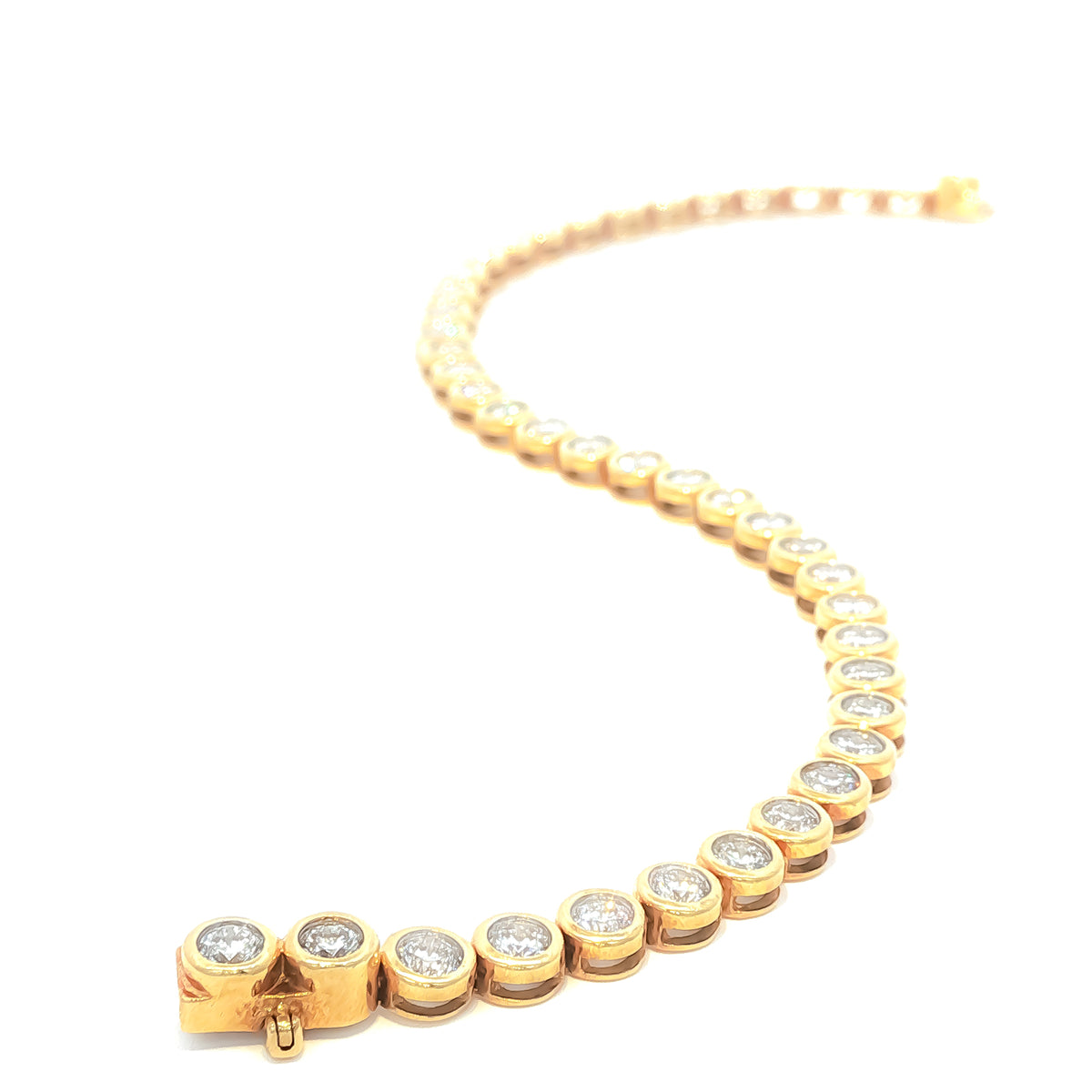 18K YELLOW GOLD 3.99CT DIAMOND BEZEL BRACELET 7"