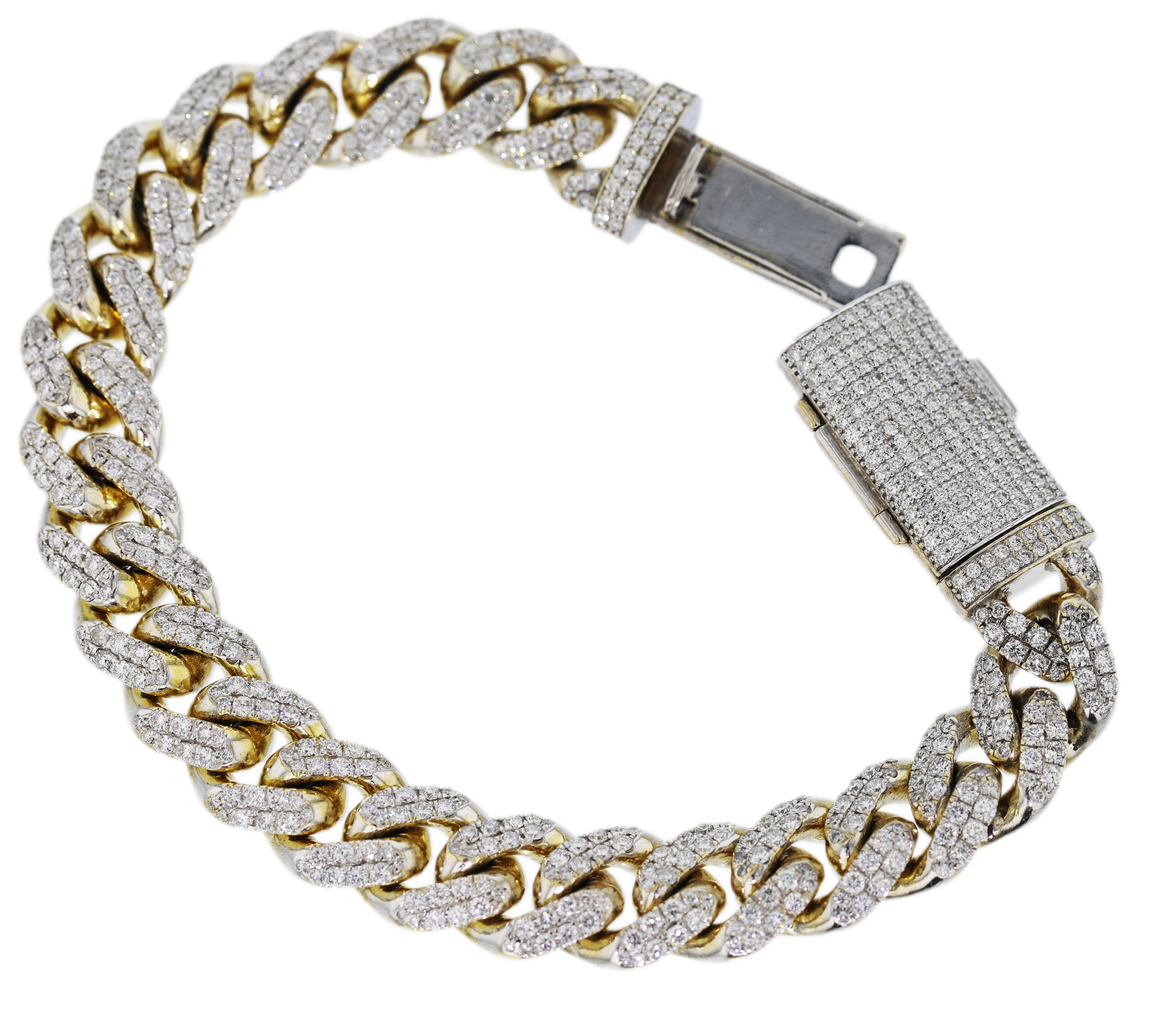 Men`s 14kt Yellow Gold 9.00 ctw Diamond Cuban Link Bracelet