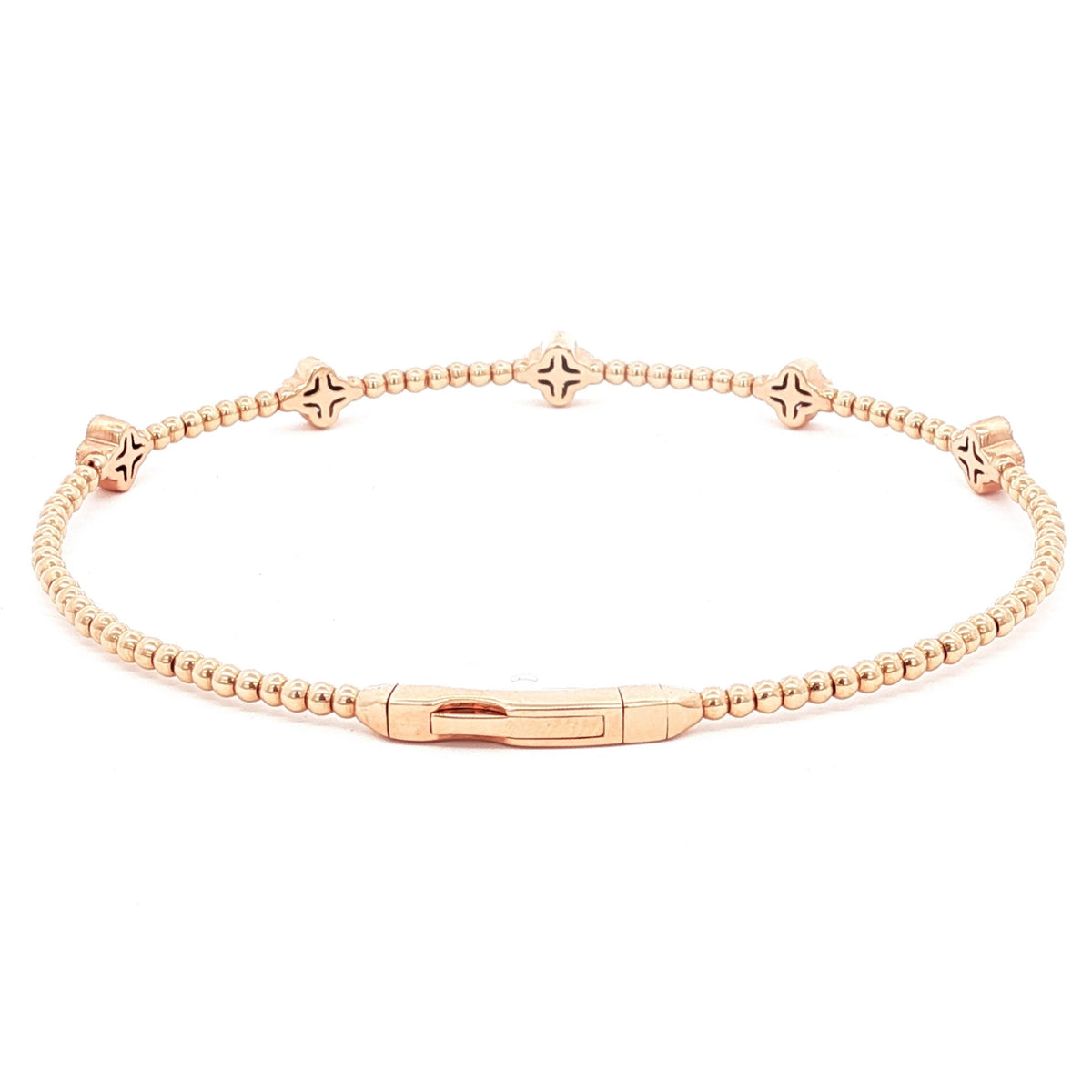 14kt Gold 1/3 ct Diamond Clover Flex Bangle Bracelet White,Yellow,Rose