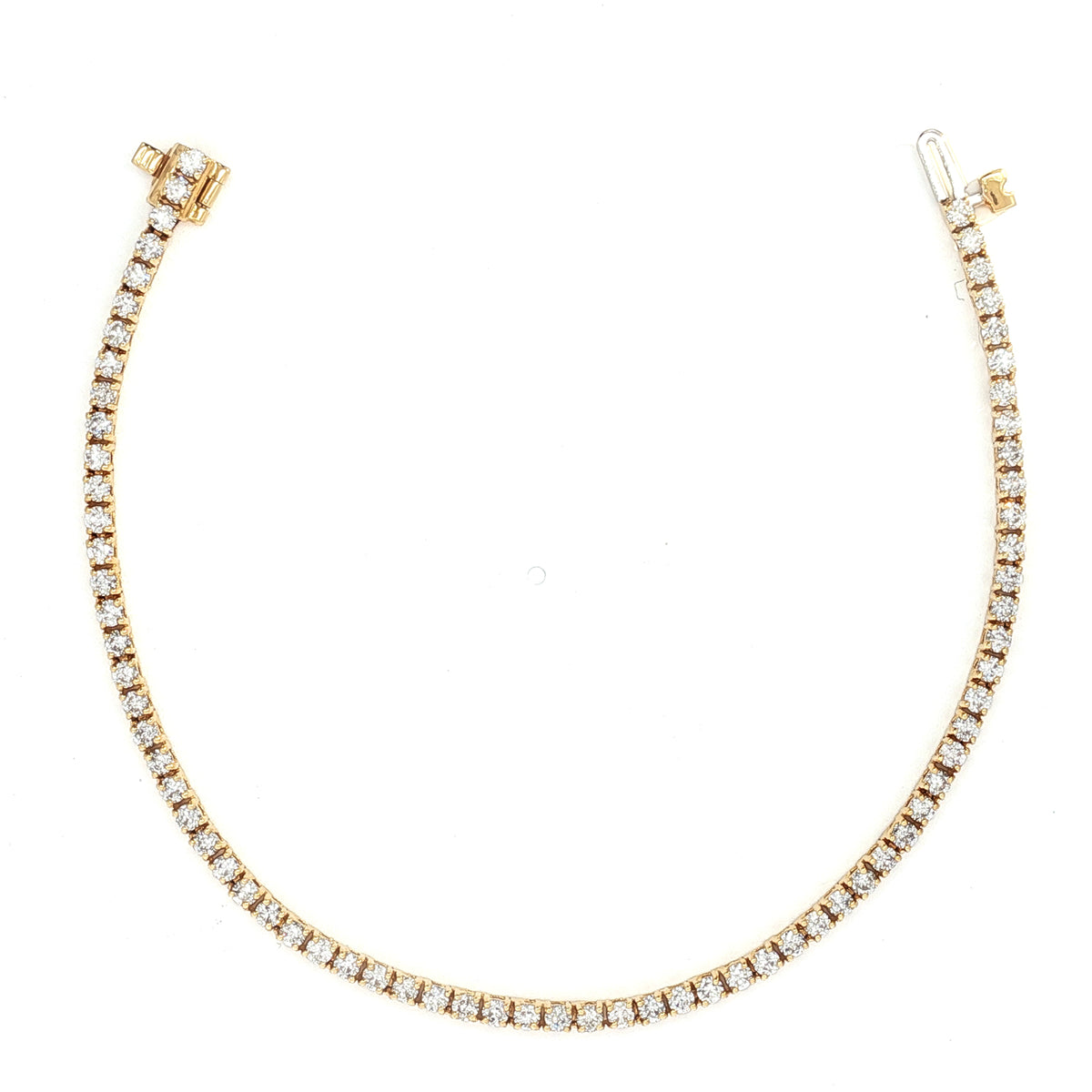 18KT YELLOW GOLD 3 CARAT ROUND DIAMOND TENNIS BRACELET