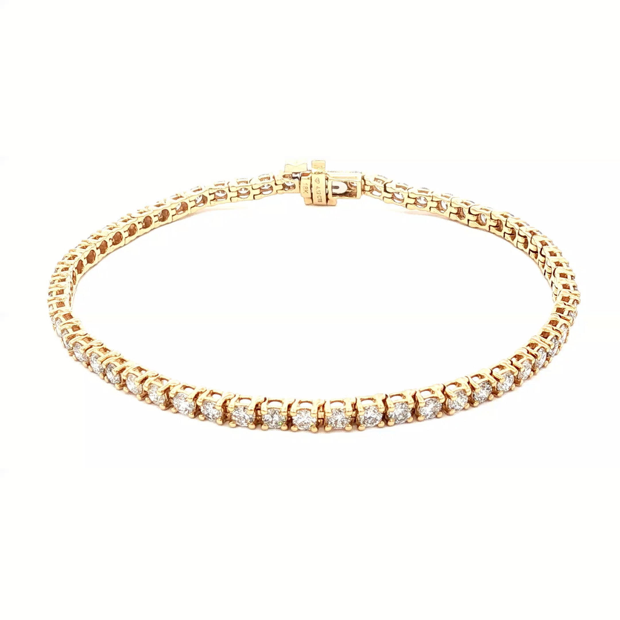 18KT GOLD 4 CARAT ROUND DIAMOND TENNIS BRACELET