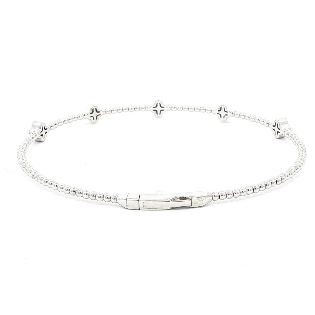 14kt Gold 1/3 ct Diamond Clover Flex Bangle Bracelet White,Yellow,Rose