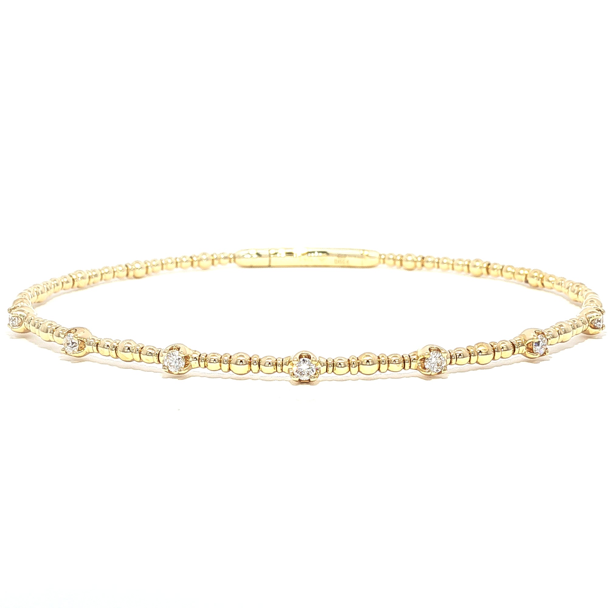 14K YELLOW GOLD .23 CTW ALTERNATING 7-DIAMOND FLEX BANGLE BRACELET