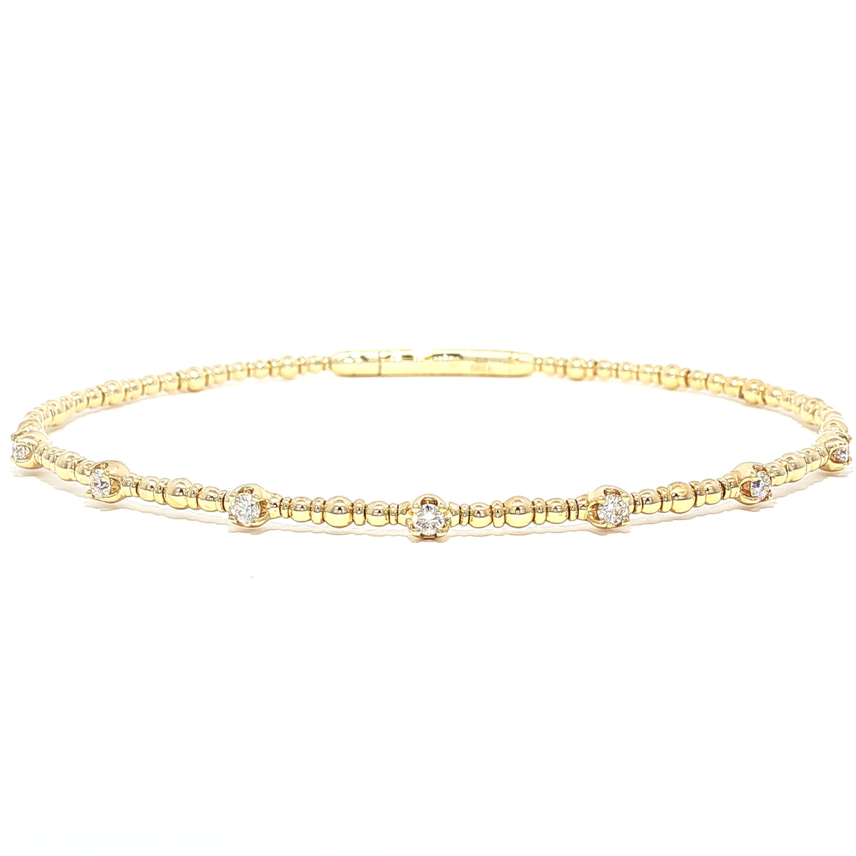 14K YELLOW GOLD .23 CTW ALTERNATING 7-DIAMOND FLEX BANGLE BRACELET
