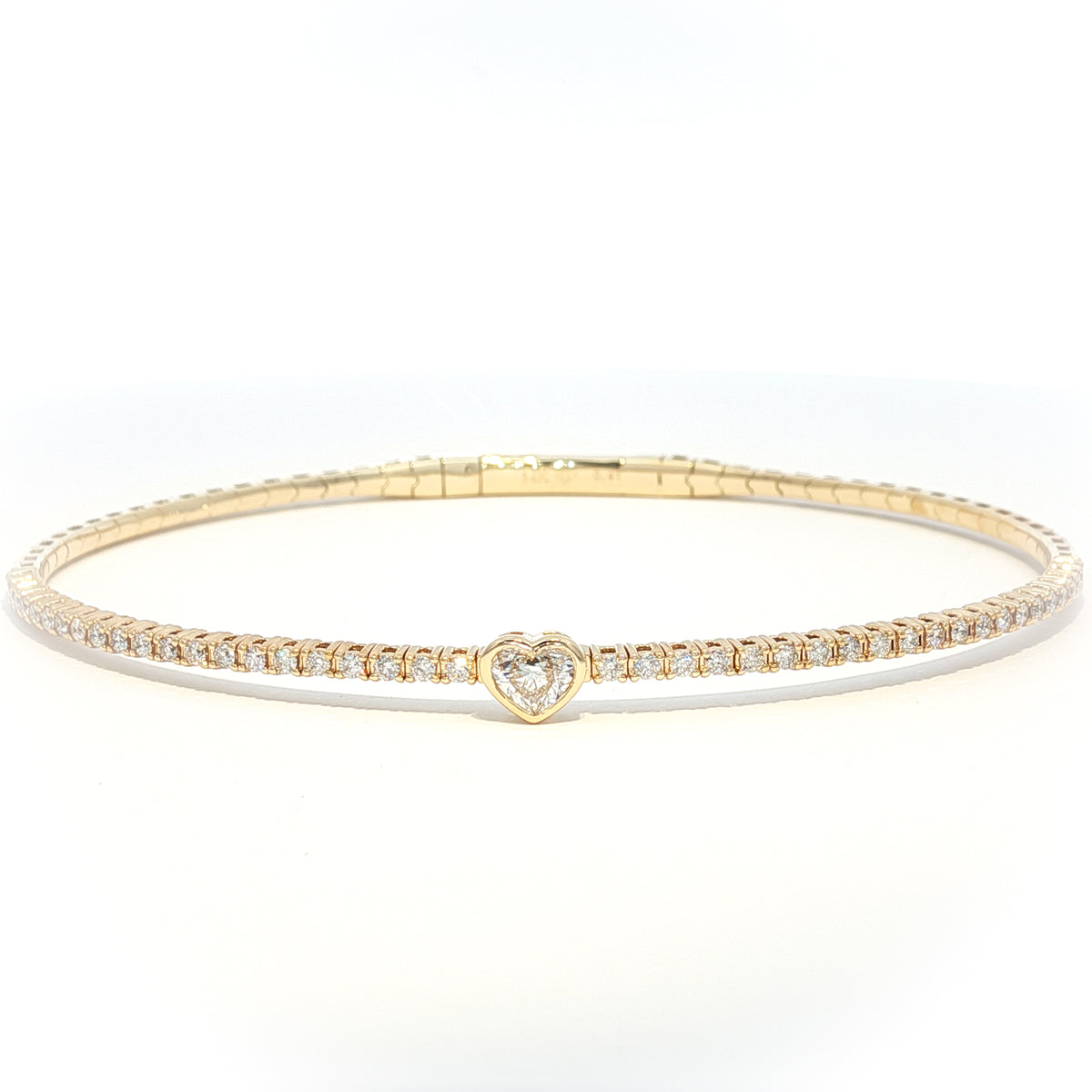 14kt Yellow Gold .62 ctw Heart Diamond Flex Bangle Bracelet