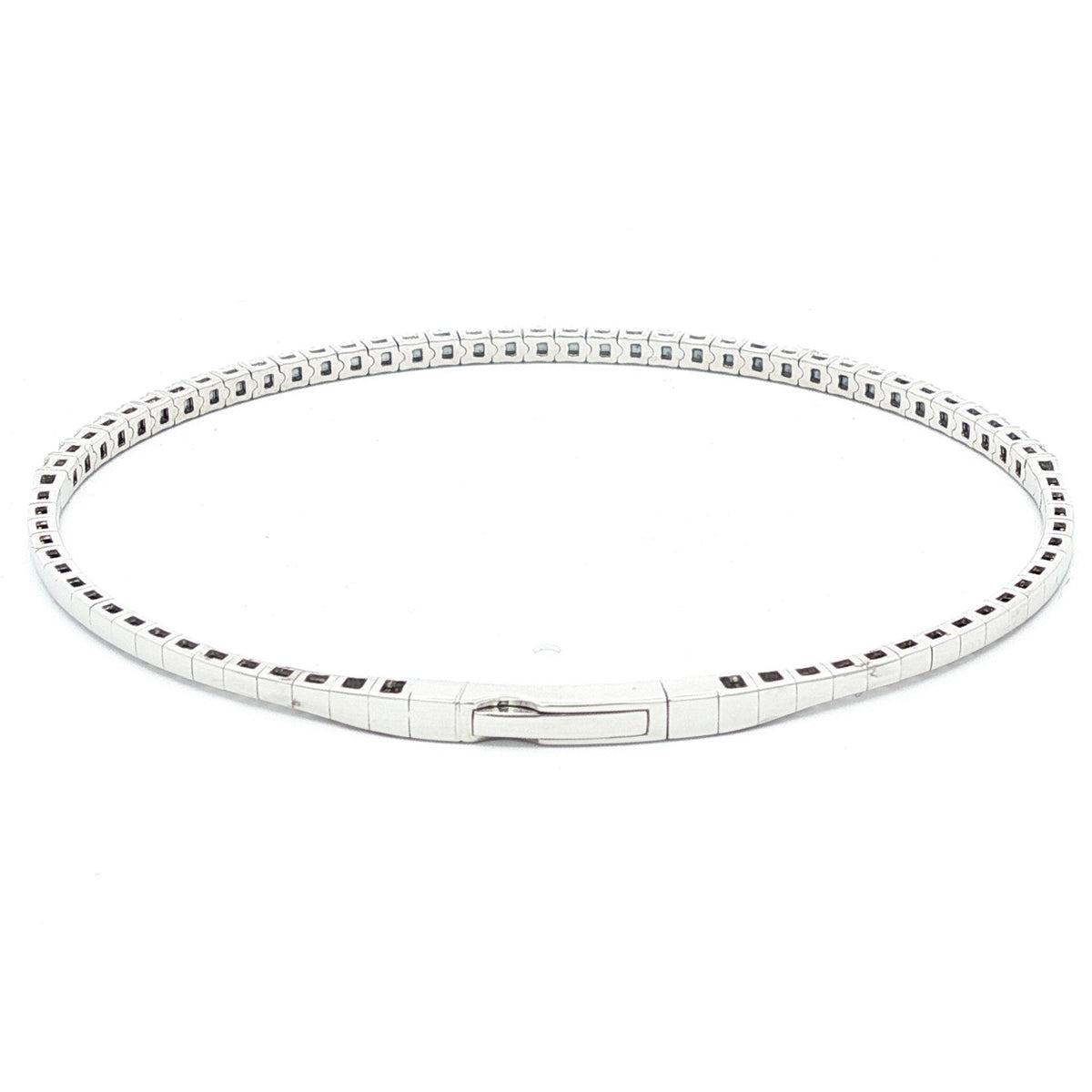 14K WHITE GOLD 1.00 CTW DIAMOND BANGLE BRACELET 6.75"