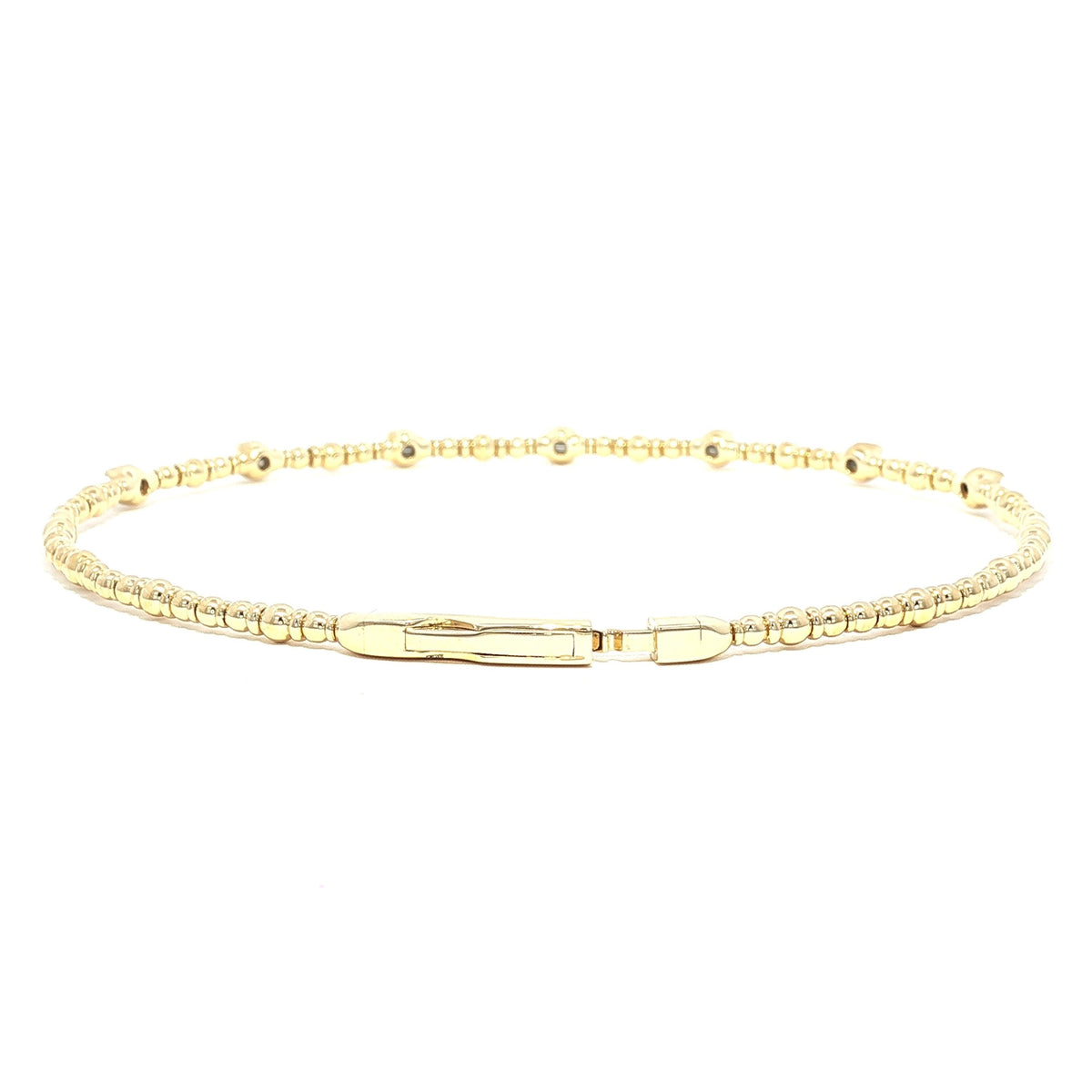 14kt Gold 1/3 ct Diamond Clover Flex Bangle Bracelet White,Yellow,Rose