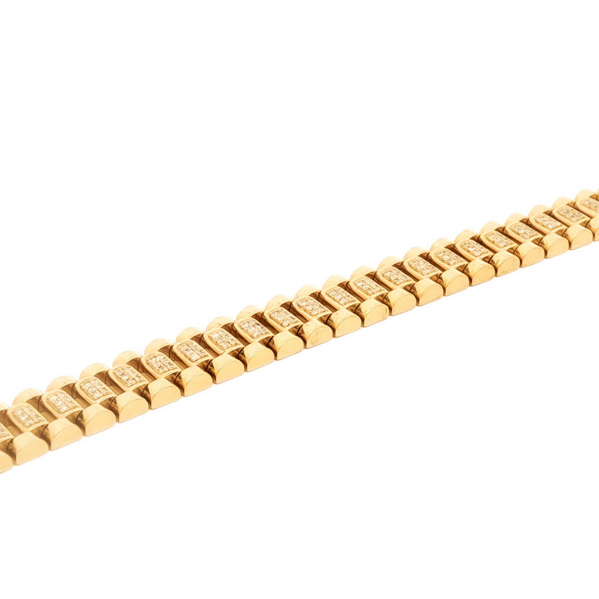 Men's 14kt Yellow Gold 1.16 ctw Diamond Pave Watch link Bracelet
