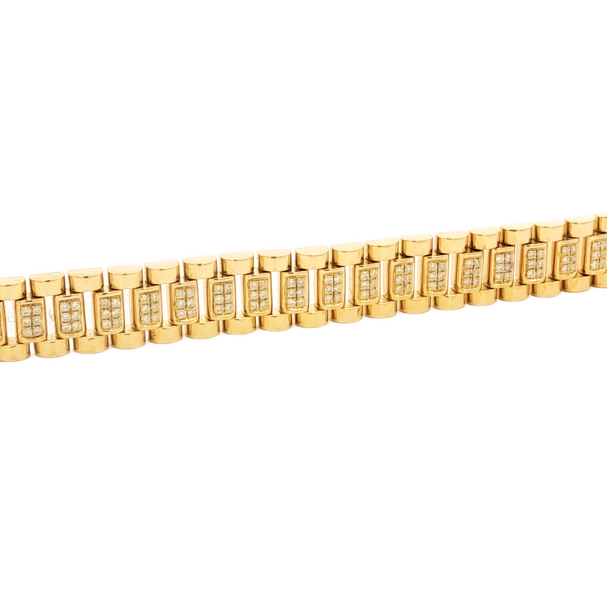Men's 14kt Yellow Gold 1.16 ctw Diamond Pave Watch link Bracelet