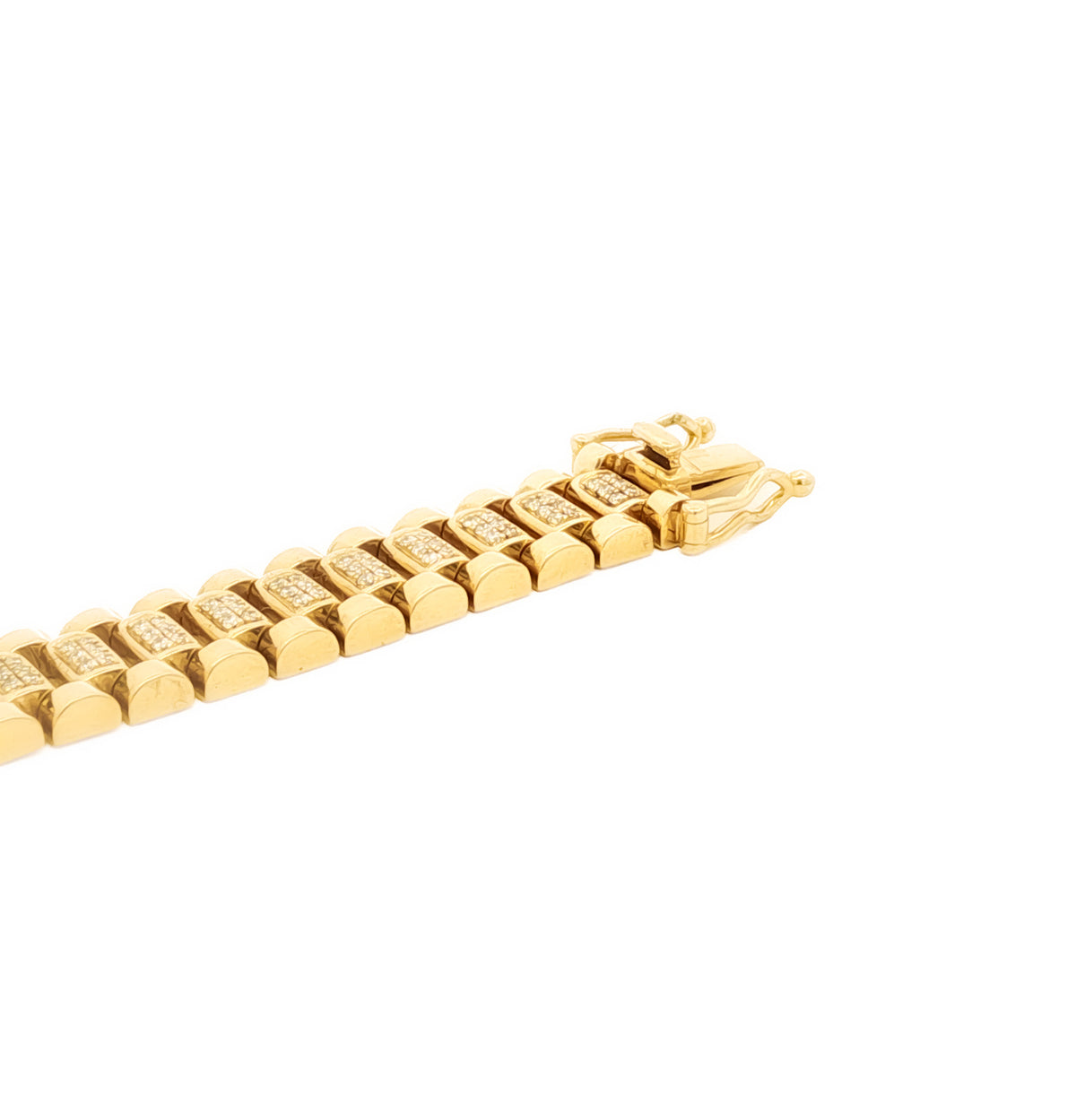 Men's 14kt Yellow Gold 1.16 ctw Diamond Pave Watch link Bracelet