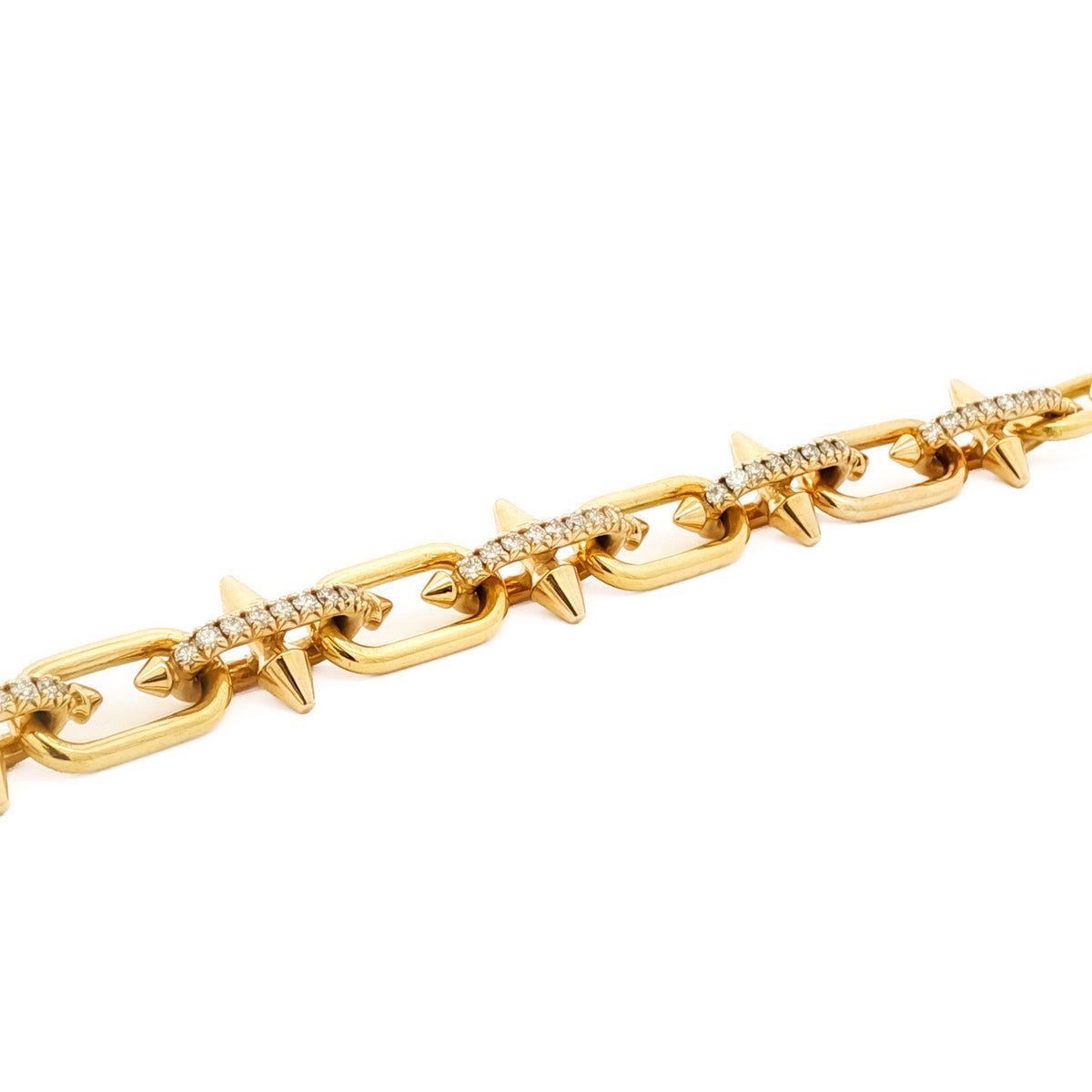 Men's 18kt Yellow Gold 1.94 ctw Diamond Spike Paperclip Bracelet