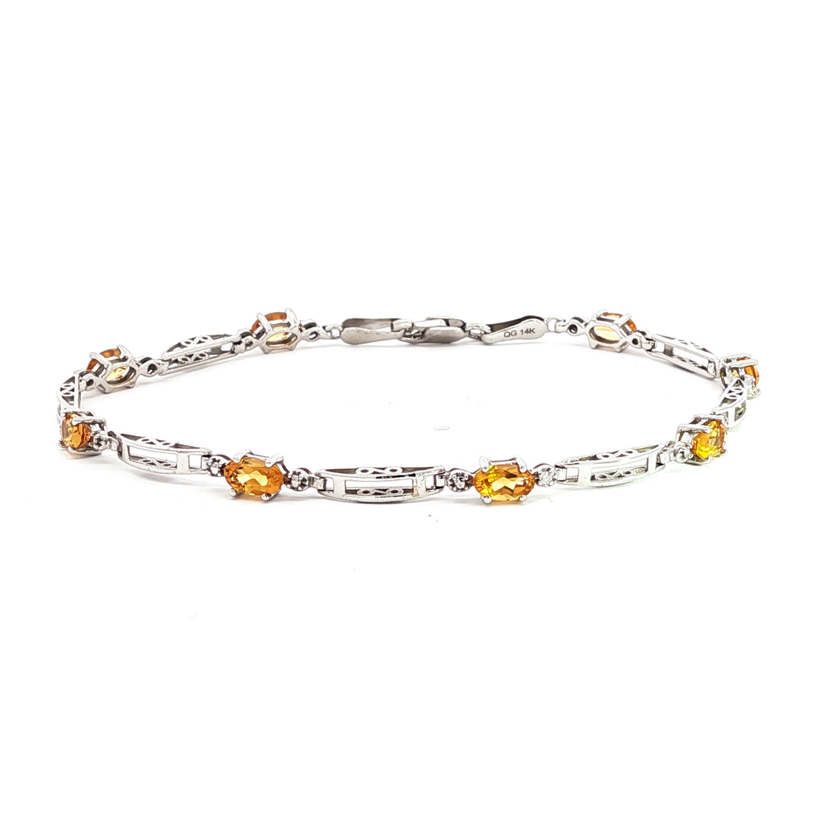14kt White Gold & 1.60 ctw Oval Citrine and Diamond Bracelet