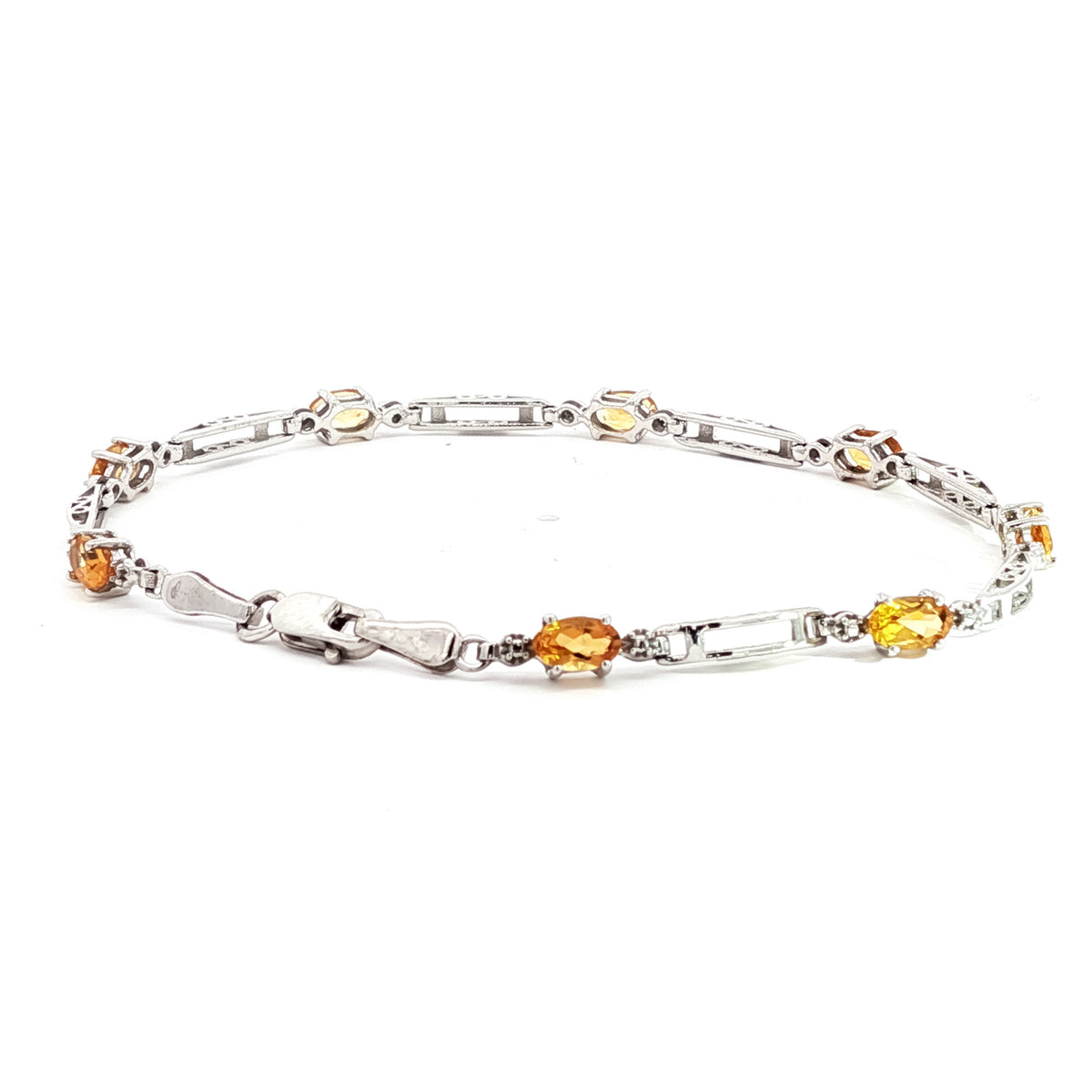 14kt White Gold & 1.60 ctw Oval Citrine and Diamond Bracelet