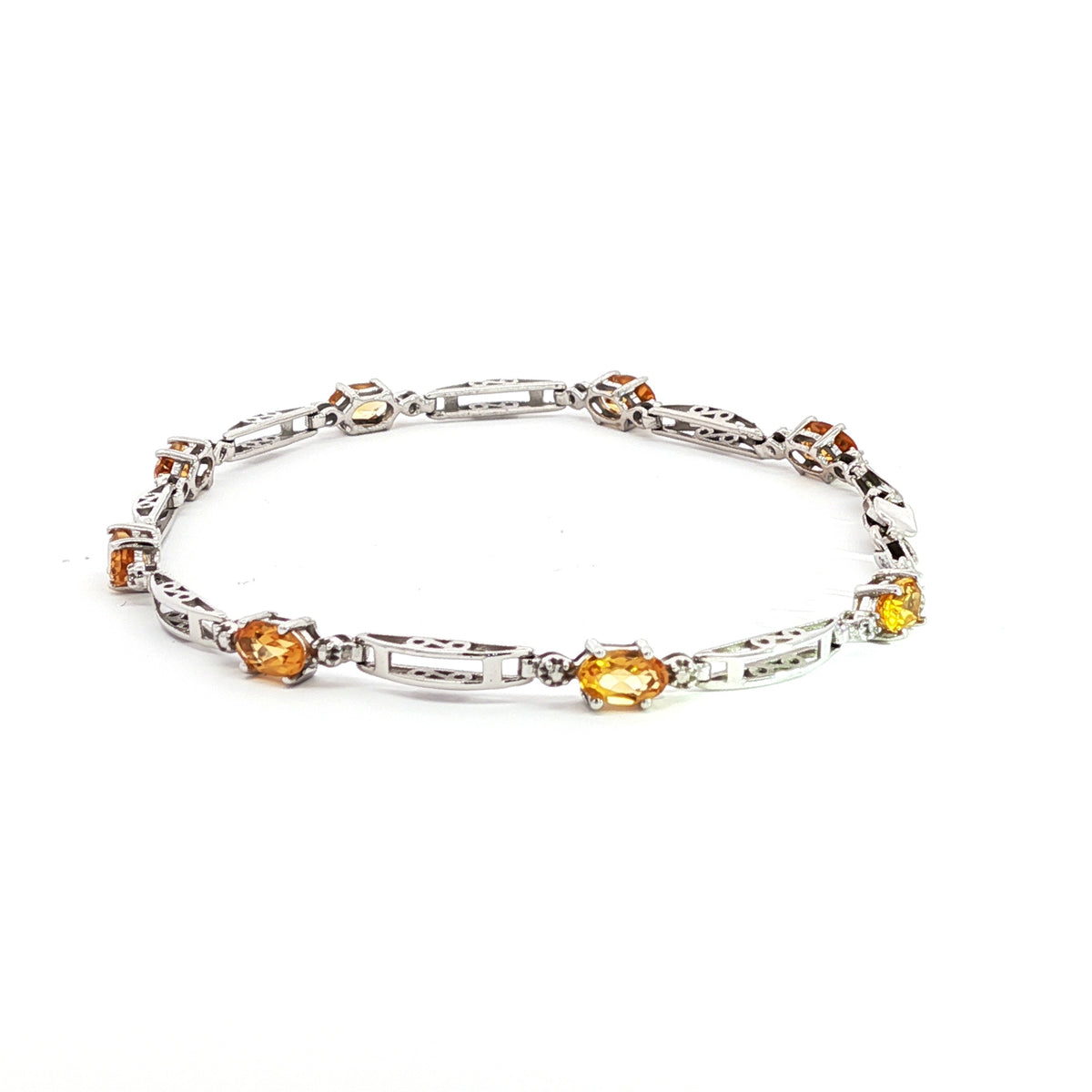 14kt White Gold & 1.60 ctw Oval Citrine and Diamond Bracelet