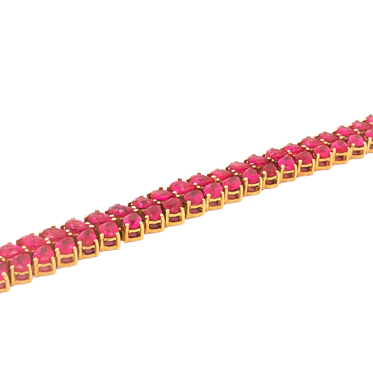 14kt Yellow Gold 14.00 ctw Pear-Shaped Ruby Two-Row Bracelet