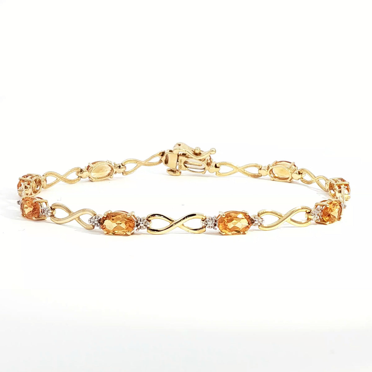 14kt Yellow Gold & 4.50 ctw Oval Citrine and Diamond Infinity Bracelet