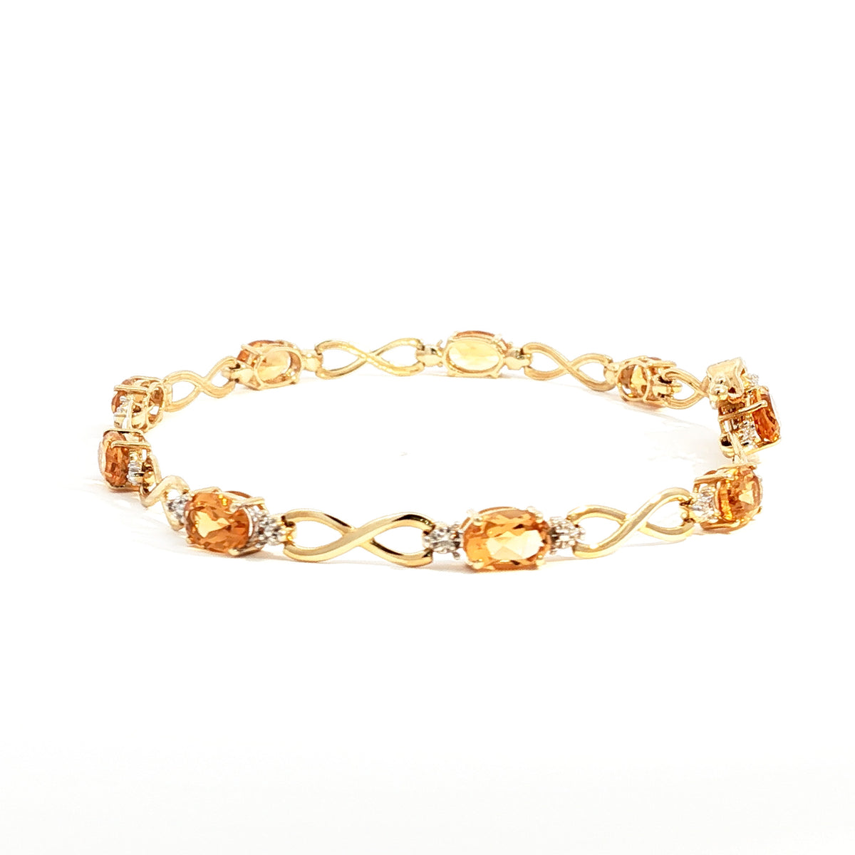 14kt Yellow Gold & 4.50 ctw Oval Citrine and Diamond Infinity Bracelet