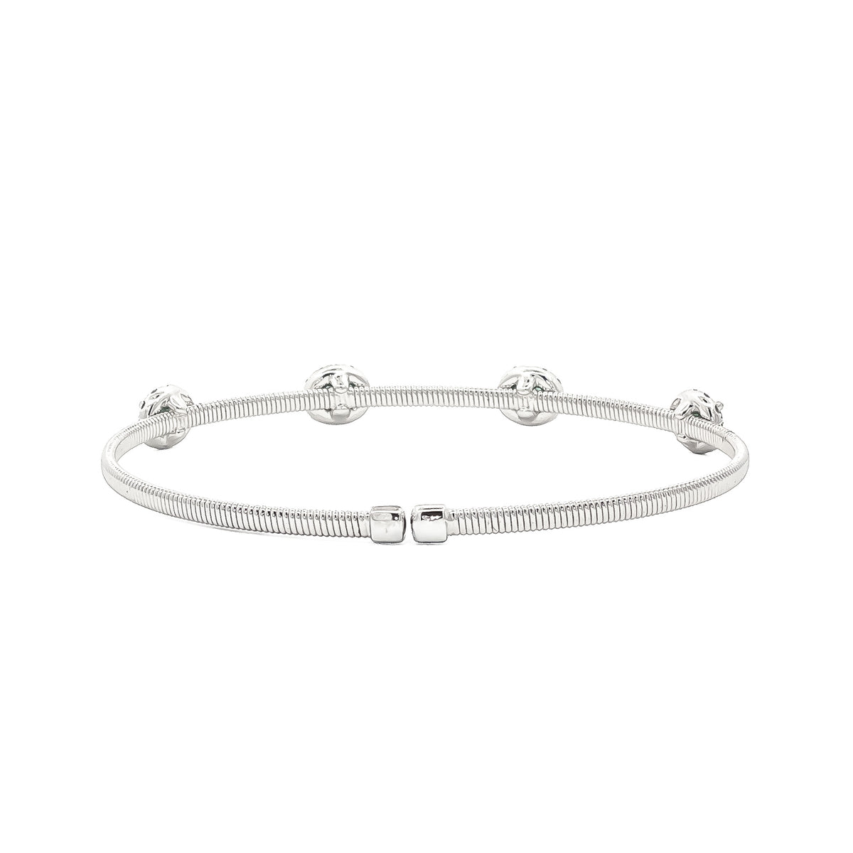 14kt White Gold 1.38 ctw Oval Emerald & 0.48ctw Diamond Halo Cuff Bracelet