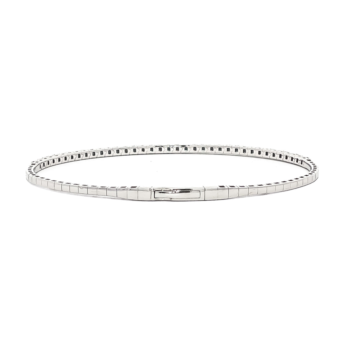 14kt White Gold 0.52ctw Round Emerald & 0.46ctw Round Diamond Flex Bangle