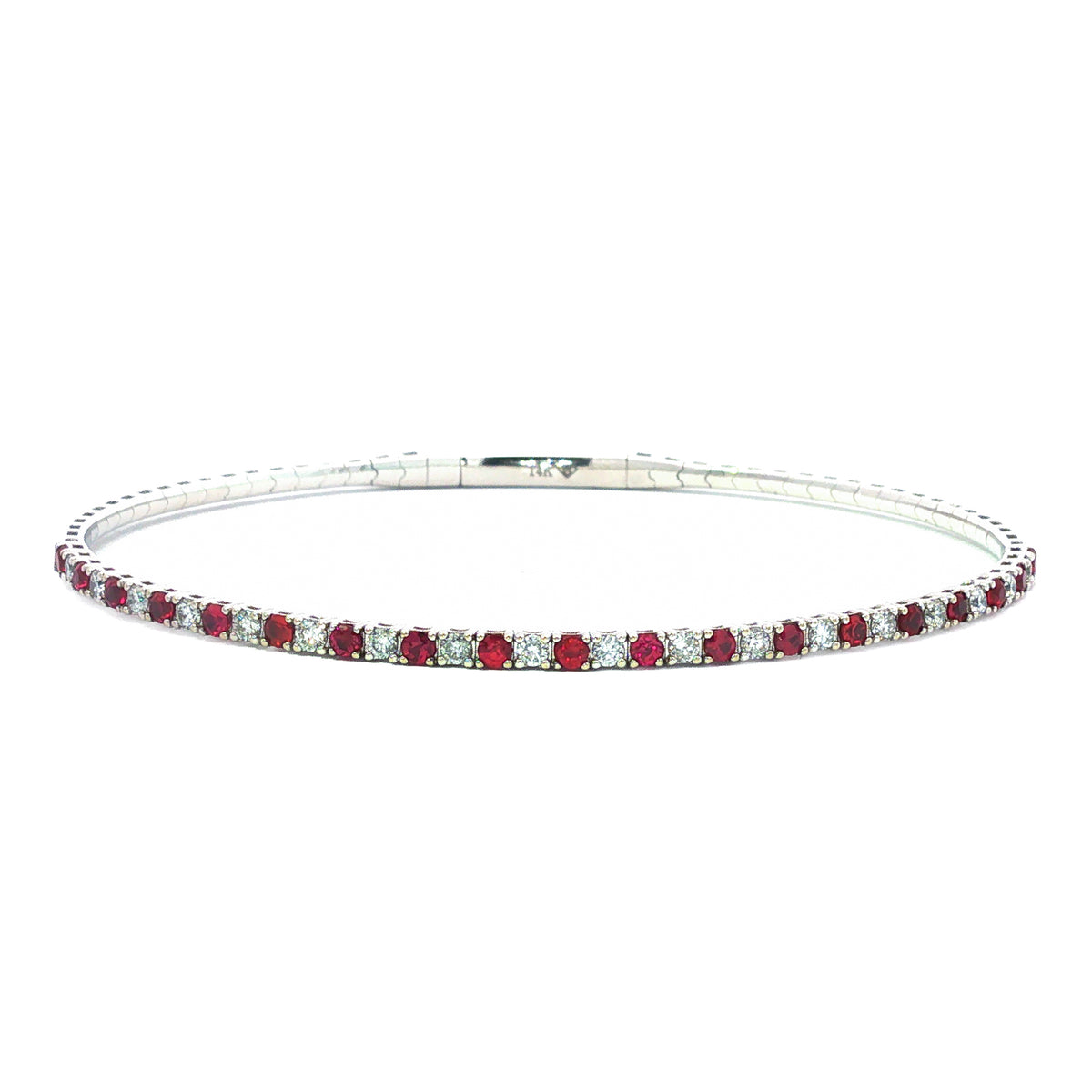 14kt White Gold 0.68 ctw Ruby & 0.46 ctw Diamond Spring Bangle