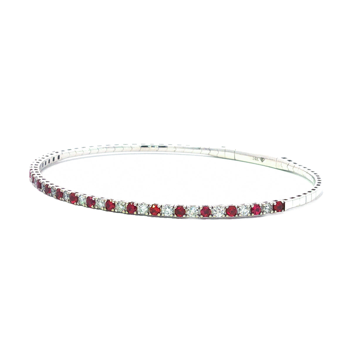 14kt White Gold 0.68 ctw Ruby & 0.46 ctw Diamond Spring Bangle