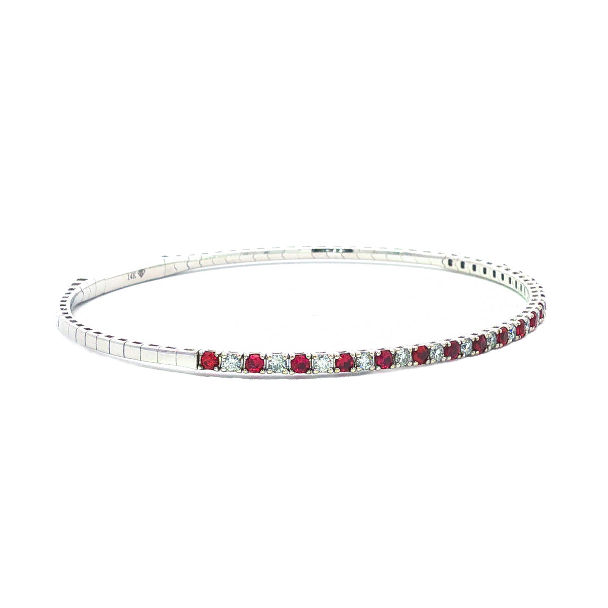 14kt White Gold 0.68 ctw Ruby & 0.46 ctw Diamond Spring Bangle