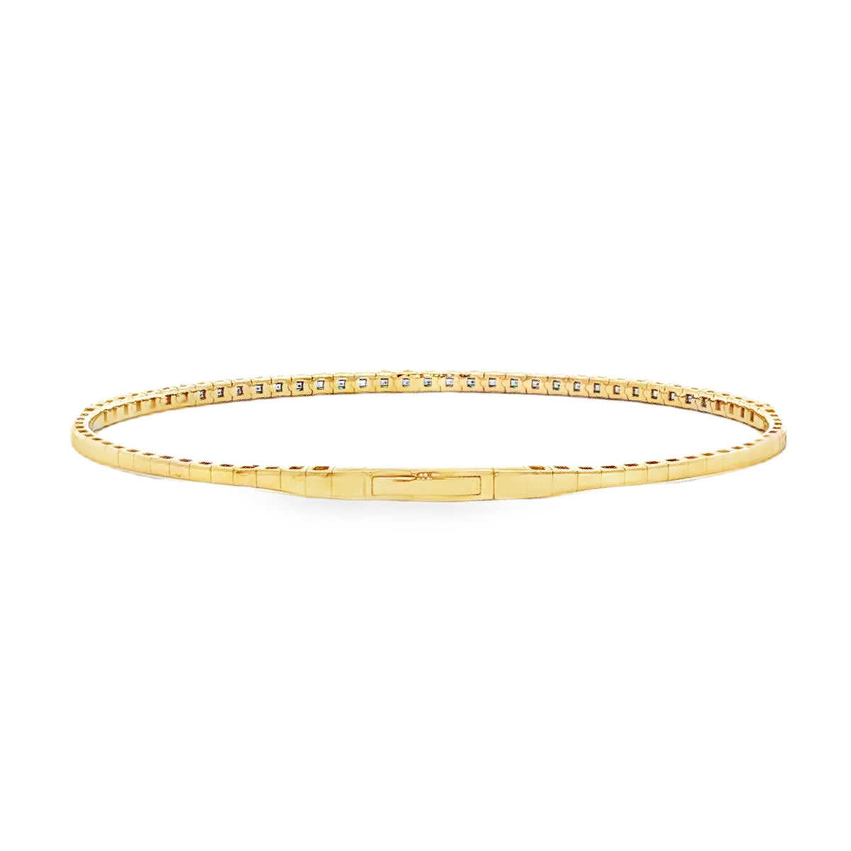 14kt Yellow Gold 0.45ctw Round Emerald & 0.46ctw Round Diamond Flex Bangle