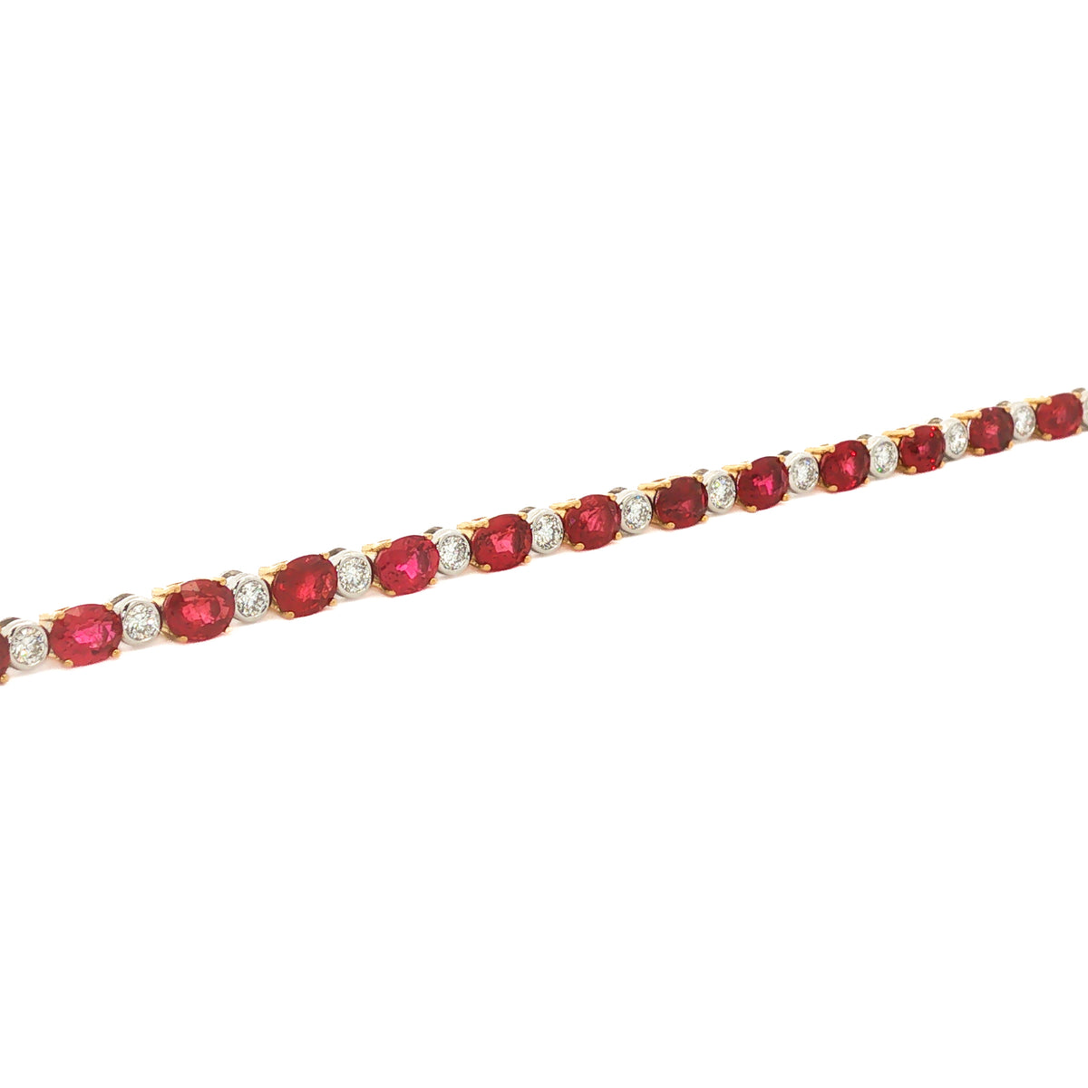 18kt Yellow Gold & Platinum 7.70 ctw Ruby & 1.07 ctw Diamond Bracelet 7"