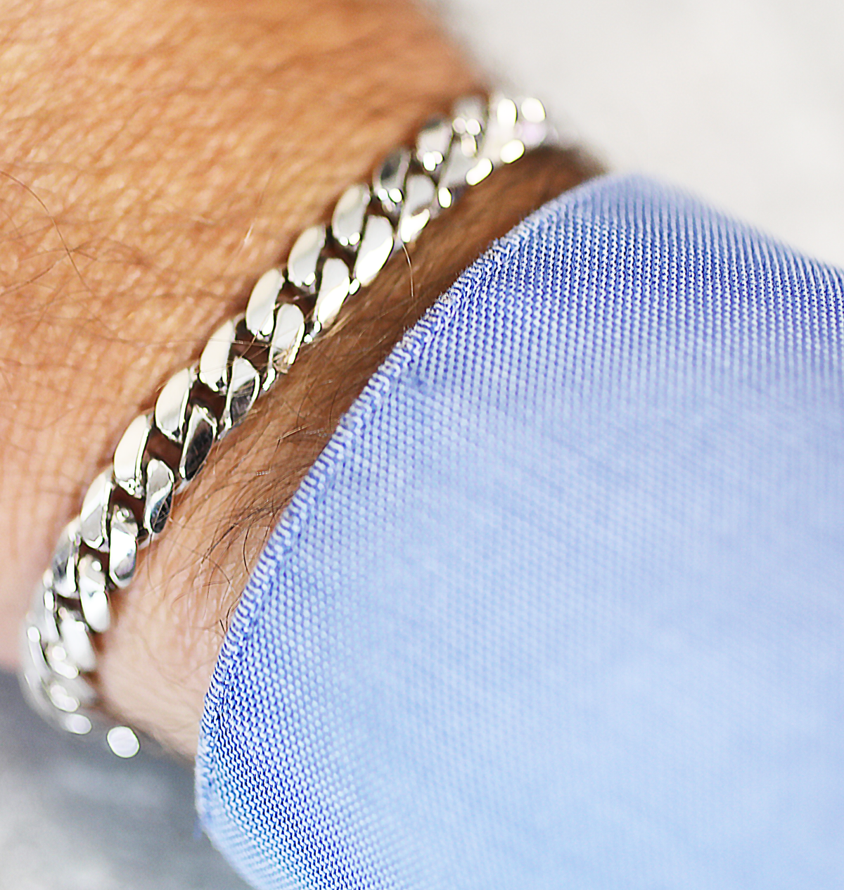 MEN'S 14KT WHITE GOLD 7MM CUBAN LINK BRACELET – GDS - Main Image